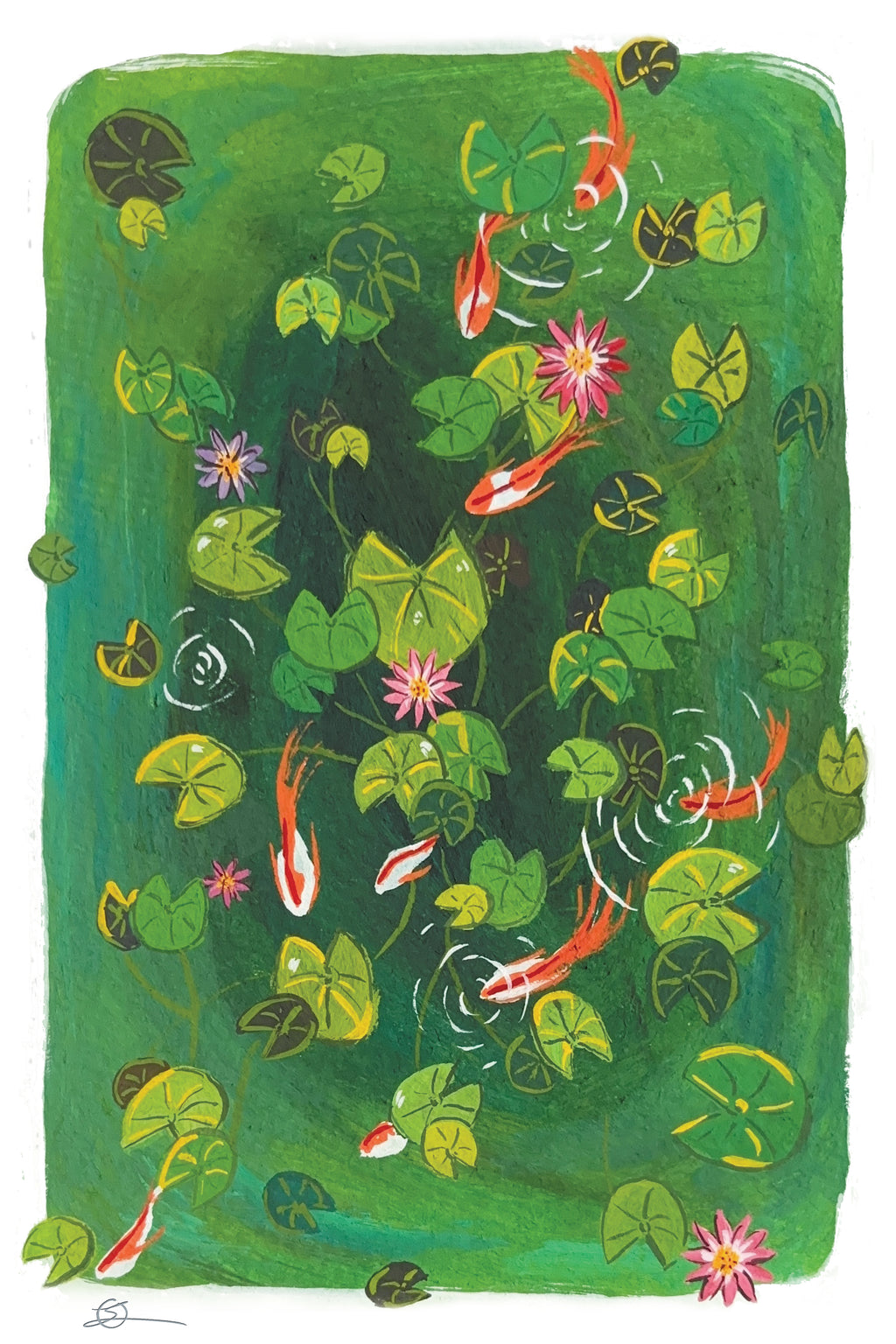 Lily and Koi 4” x 6” Art Print