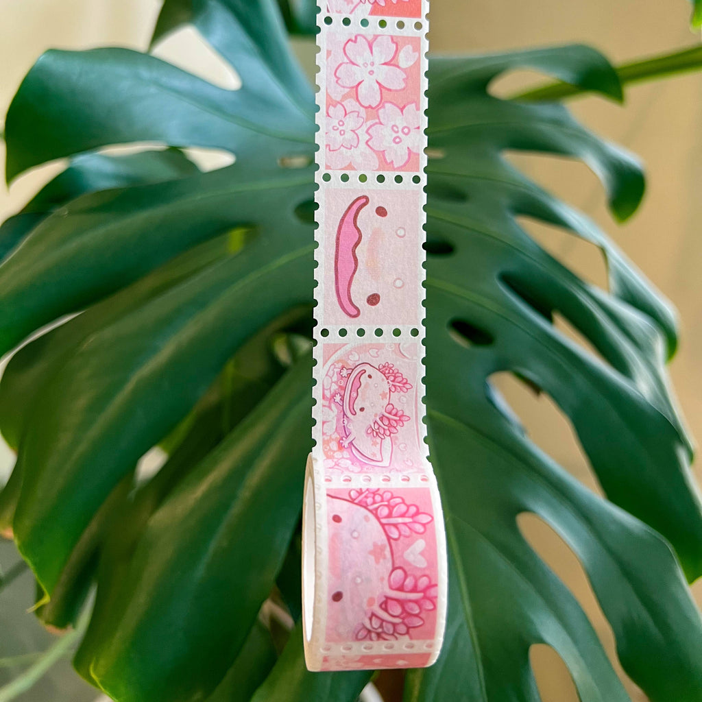 Stamp Washi Tape - Cherry Blossom Axolotl
