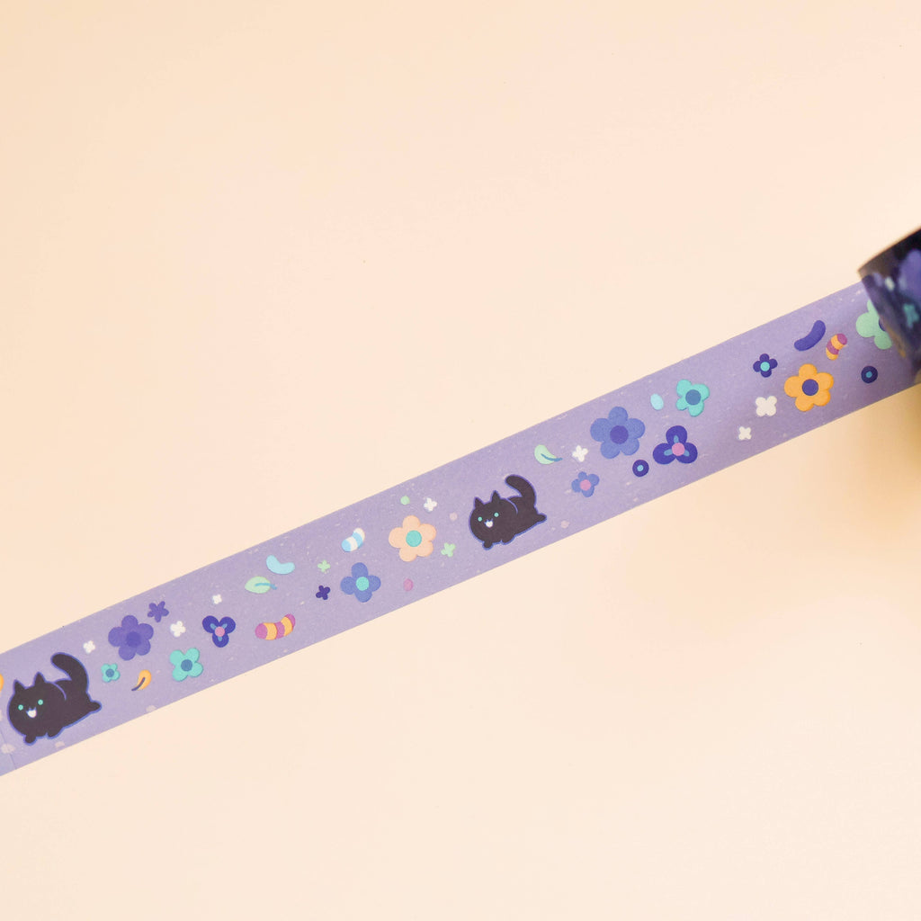 PET Tape (Transparent) Floral Black Cat