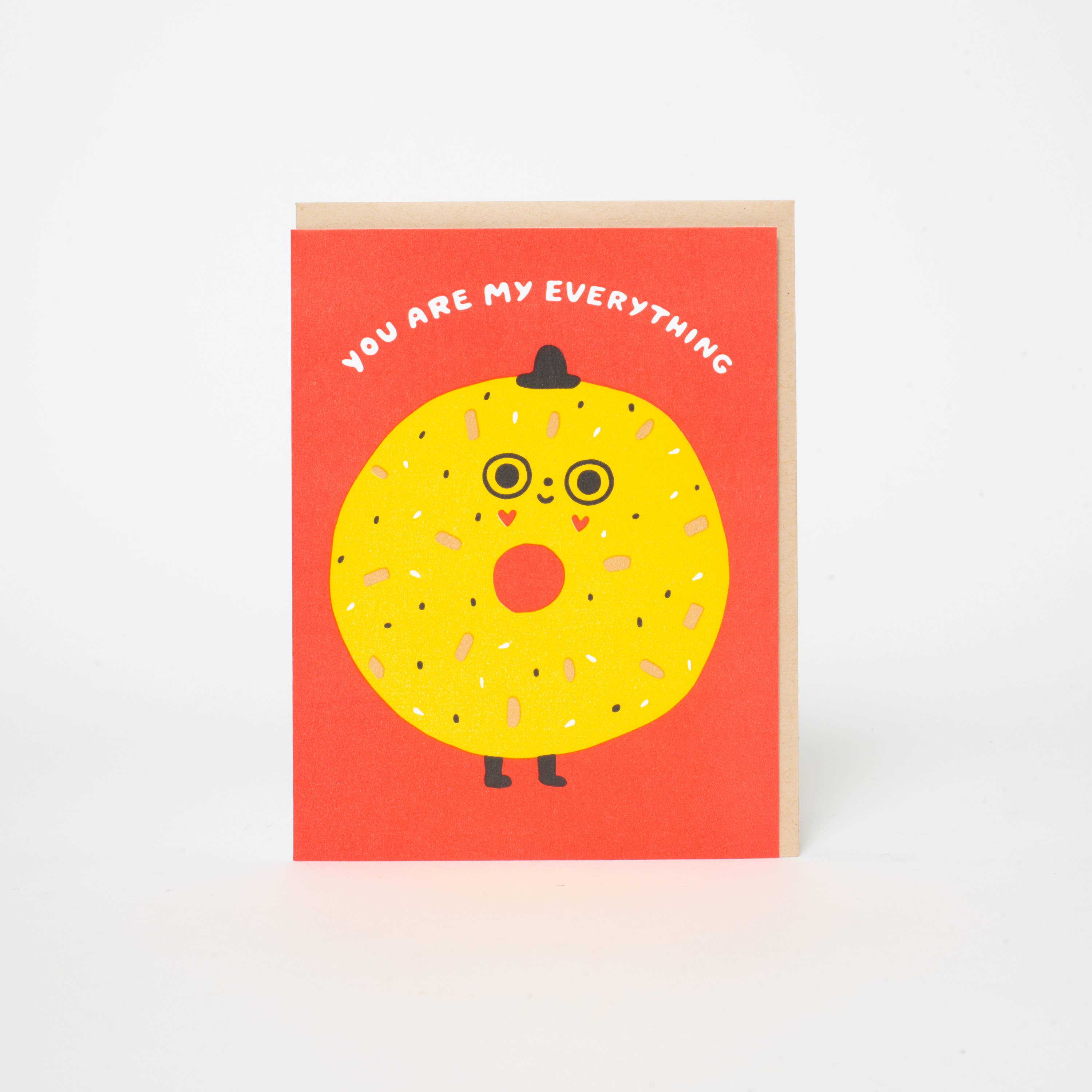You're My Everything Bagel Letterpress Greeting Card by Suzy Ultman