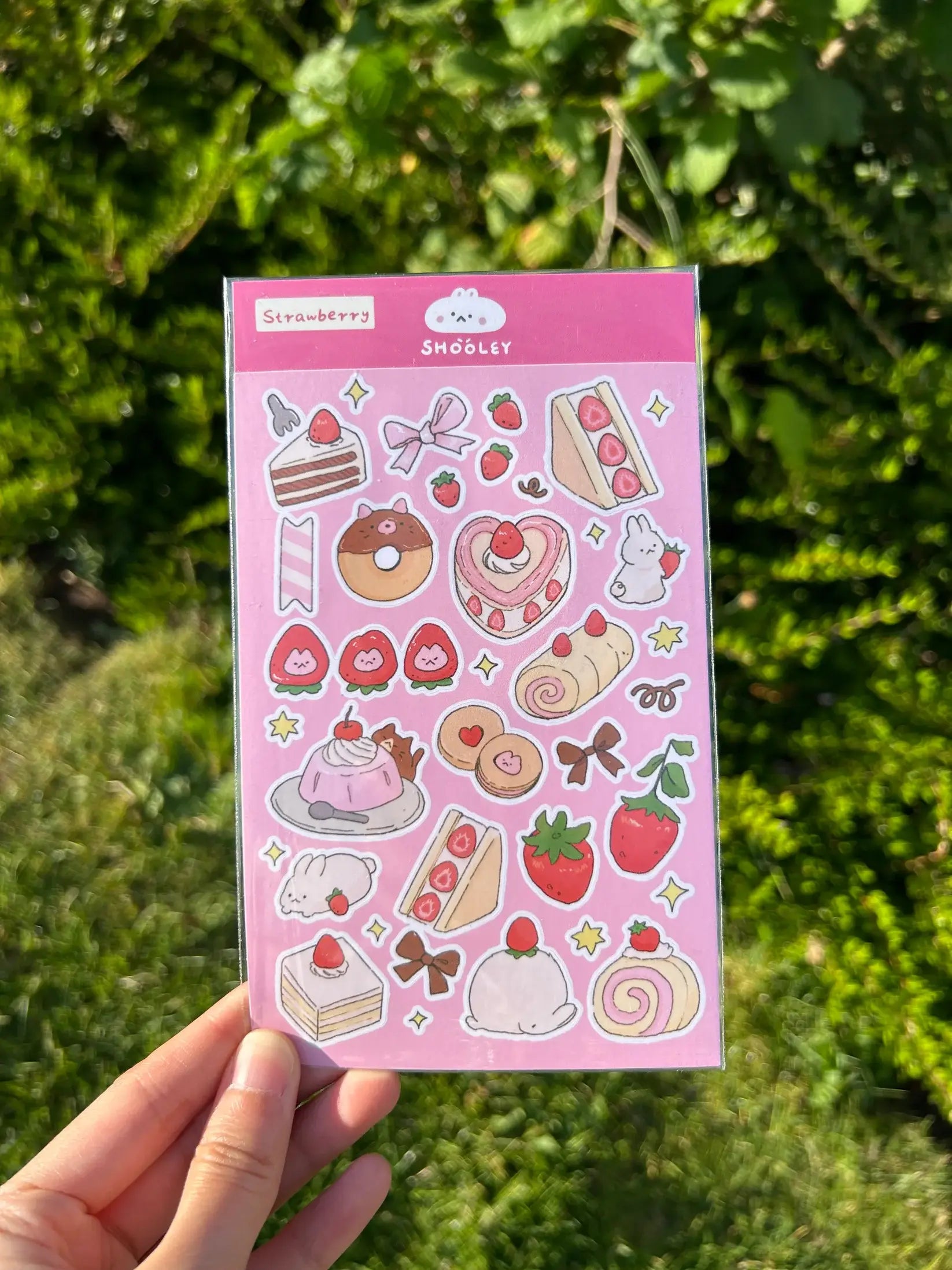Strawberry bunnies sticker sheet | Vinyl sticker sheet