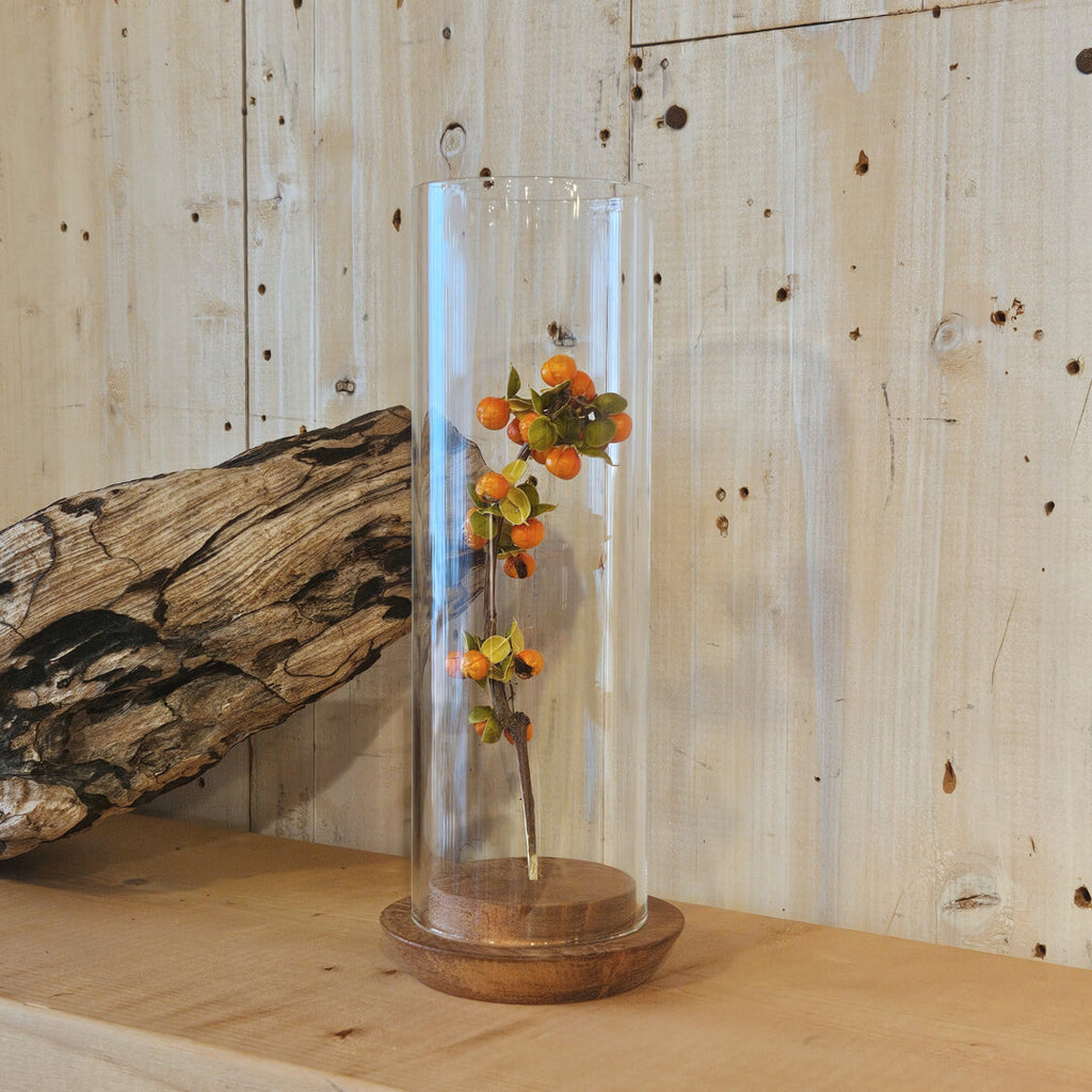 Glass & Acacia Incense Holder