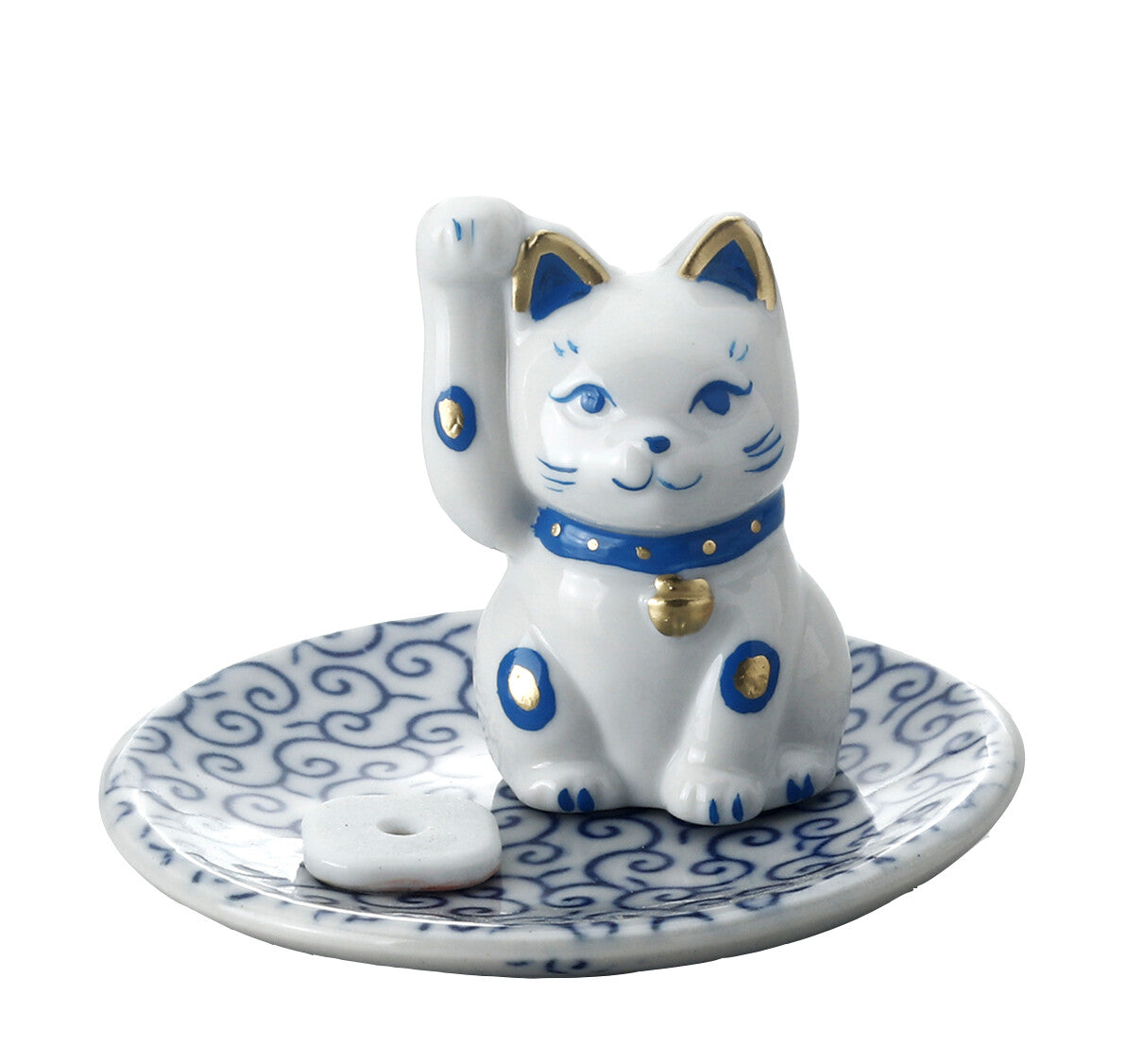Seto Ware Manekineko Incense Stick Holder