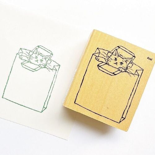 Kodomo No Kao - I Love Stamp Series - I Love Paper Bag Cat