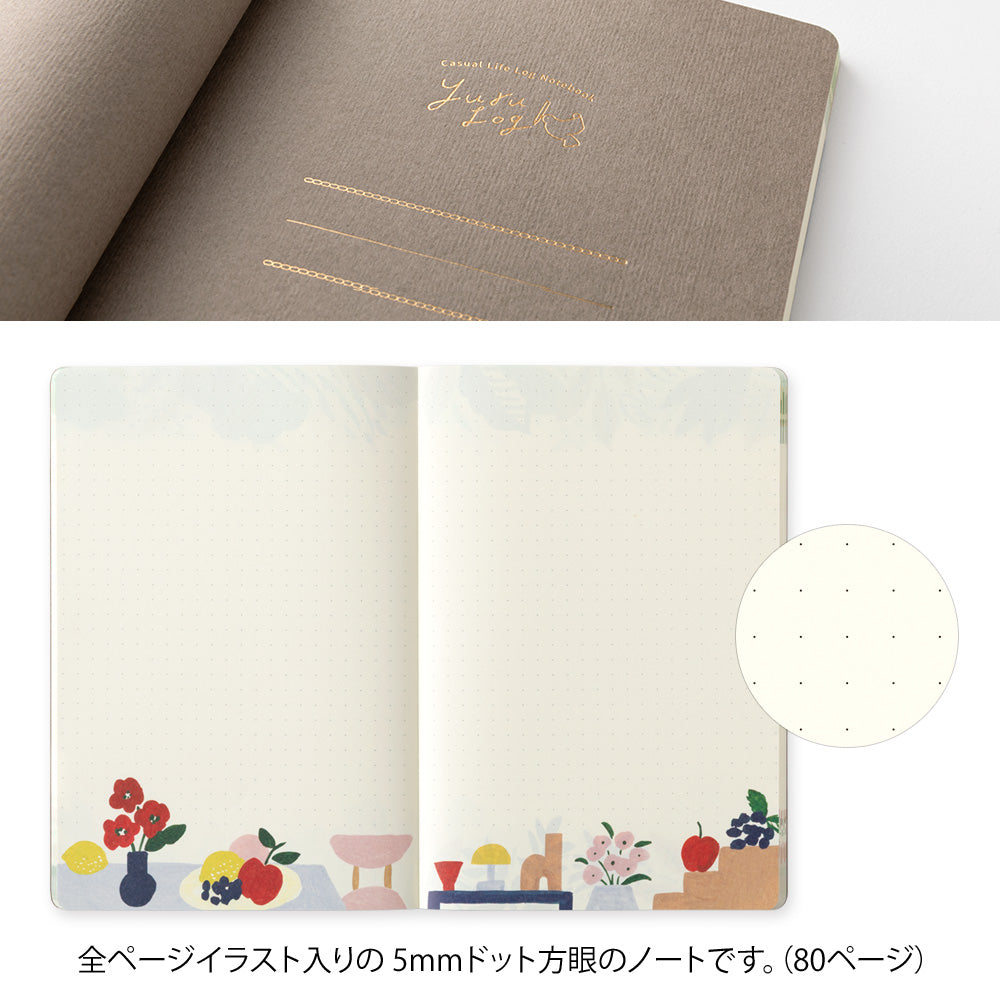 Midori Yuru Log Notebook - Motif Textile