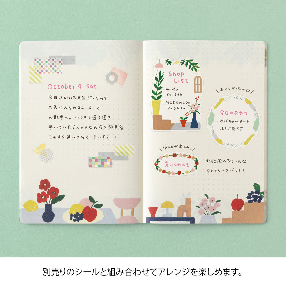 Midori Yuru Log Notebook - Motif Textile