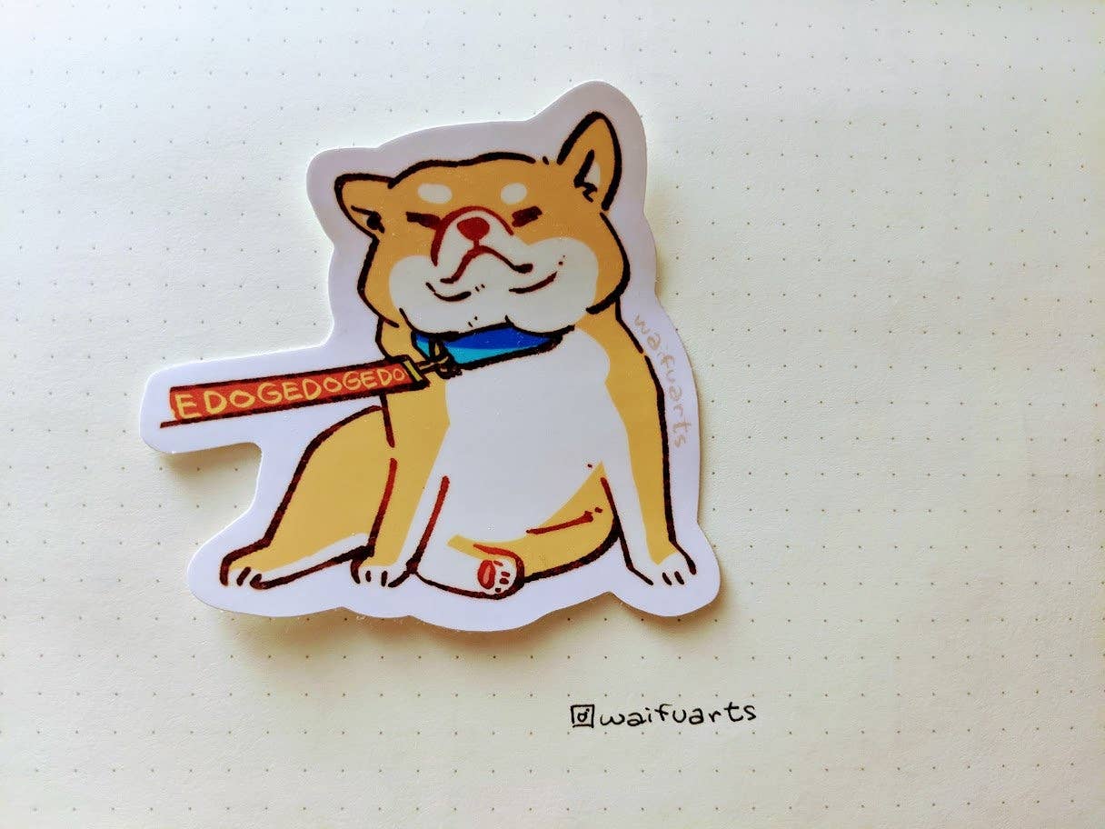 Reluctant Shiba Inu Vinyl Sticker #4