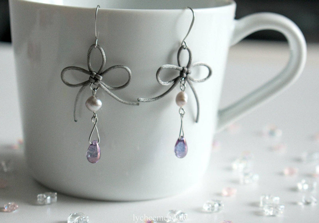 Clover Earrings Harbor Grey / Purple Drop