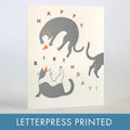 Happy Birthday Cats Letterpress Greeting Card by Fugu Fugu 