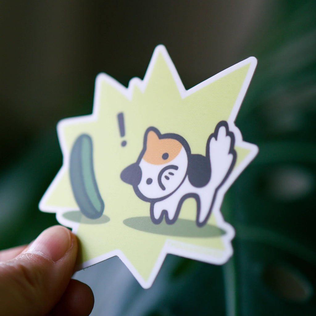 Vinyl Sticker Cucumber VS Calico Cat