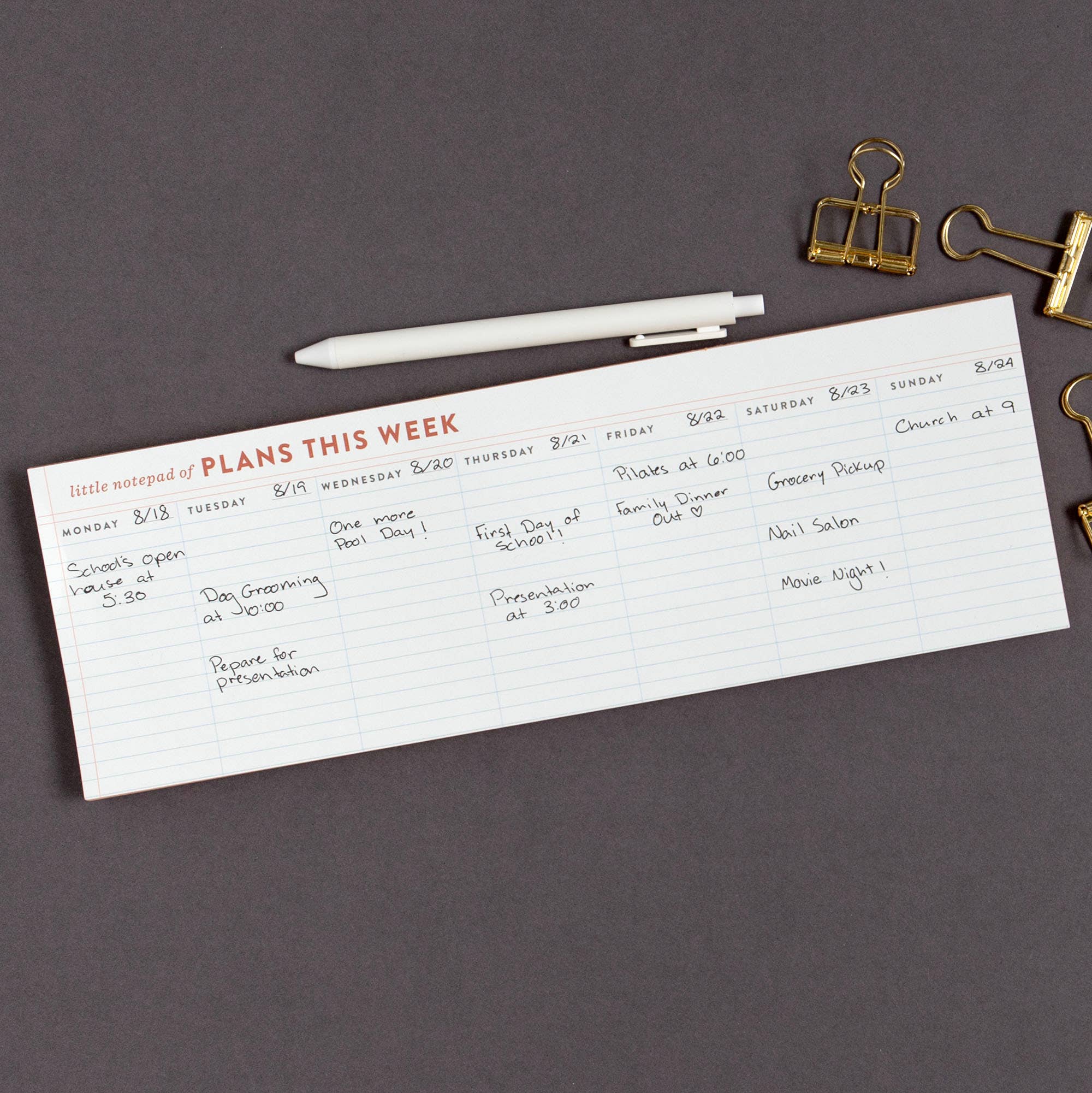 Plans This Week Horizontal Memo Pad