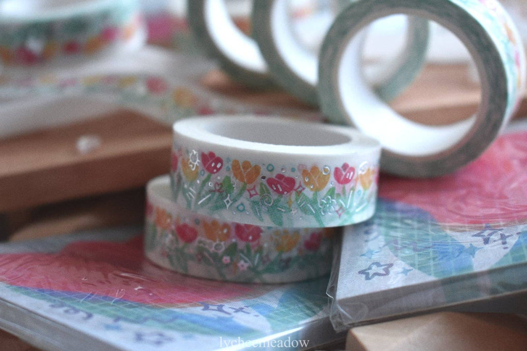 Tulips Silver Metallic Foil Washi Tape