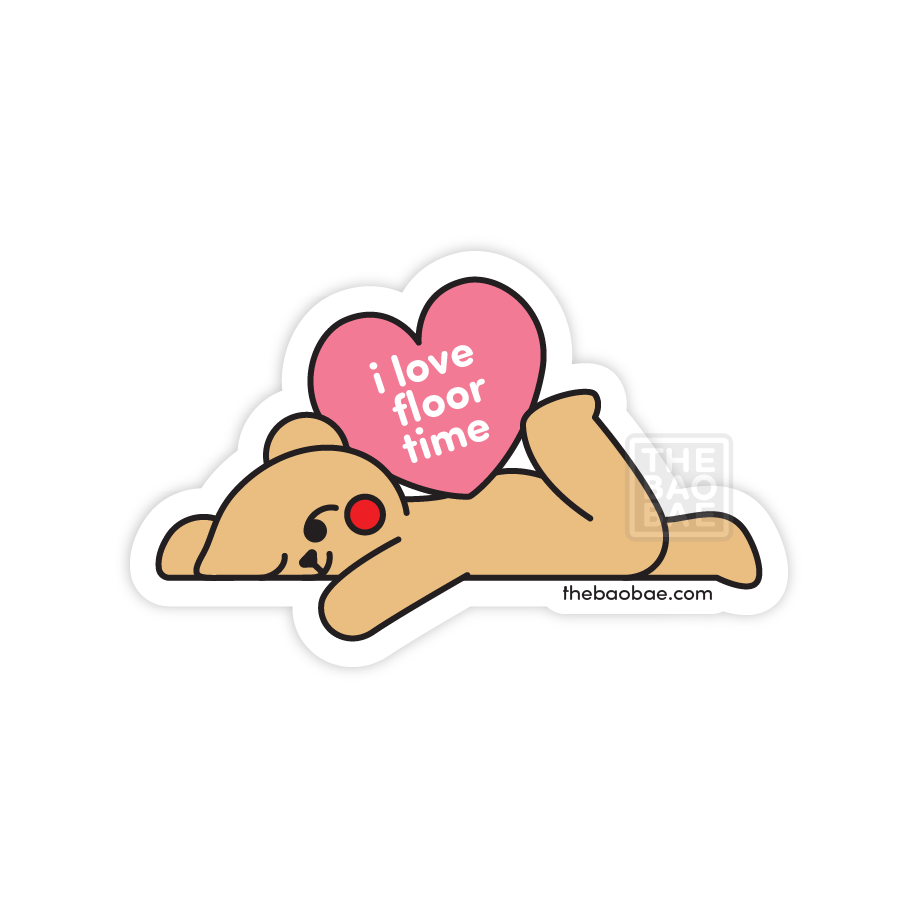 I Love Floor Time Bear Vinyl Sticker