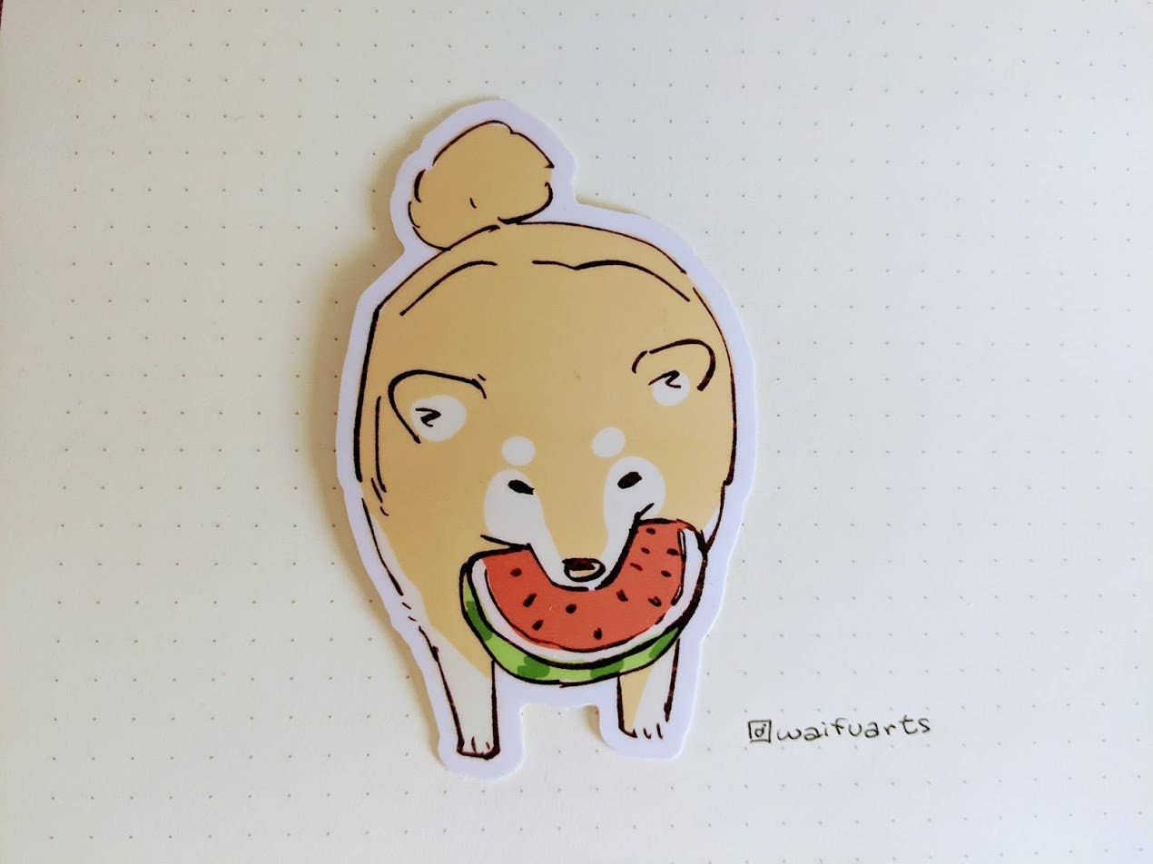 Watermelon Dog Vinyl Sticker
