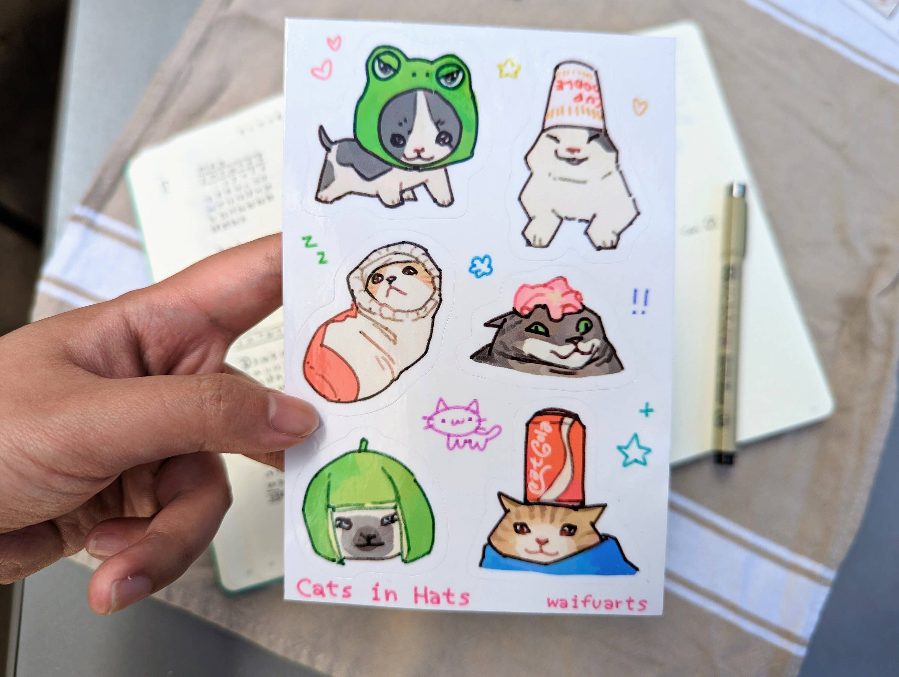 Cats In Hats Vinyl Sticker Sheet