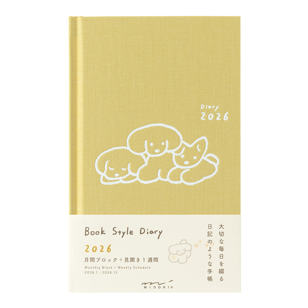 Midori Book Style Diary 2026 - Yellow Dog