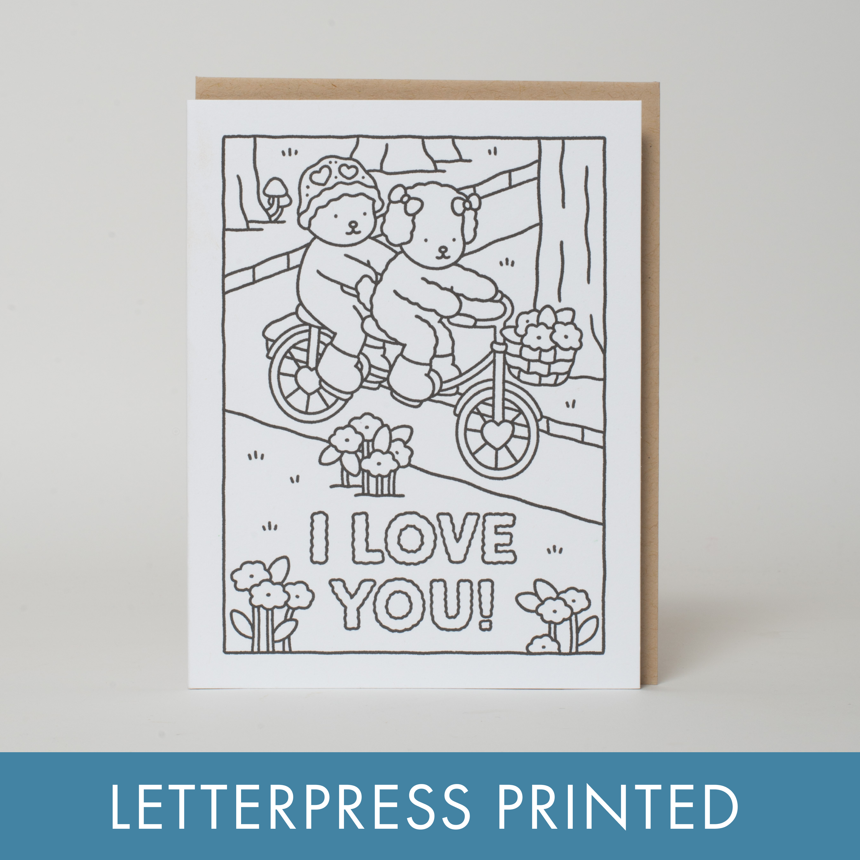 Love You Bike Ride Coloring Greeting Card by Bobbie Goods