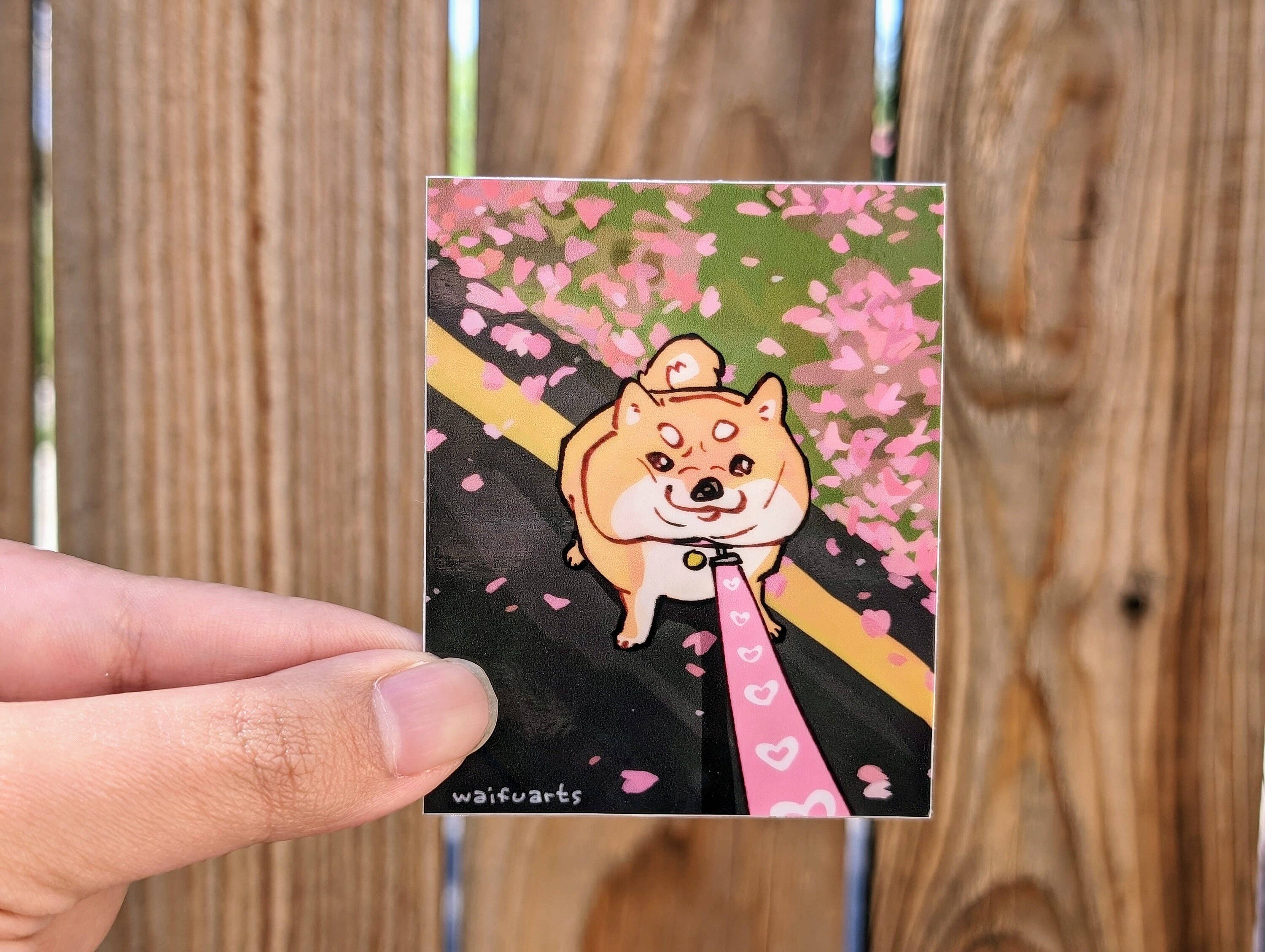 Stubborn Shiba Inu Cherry Blossom Vinyl Sticker