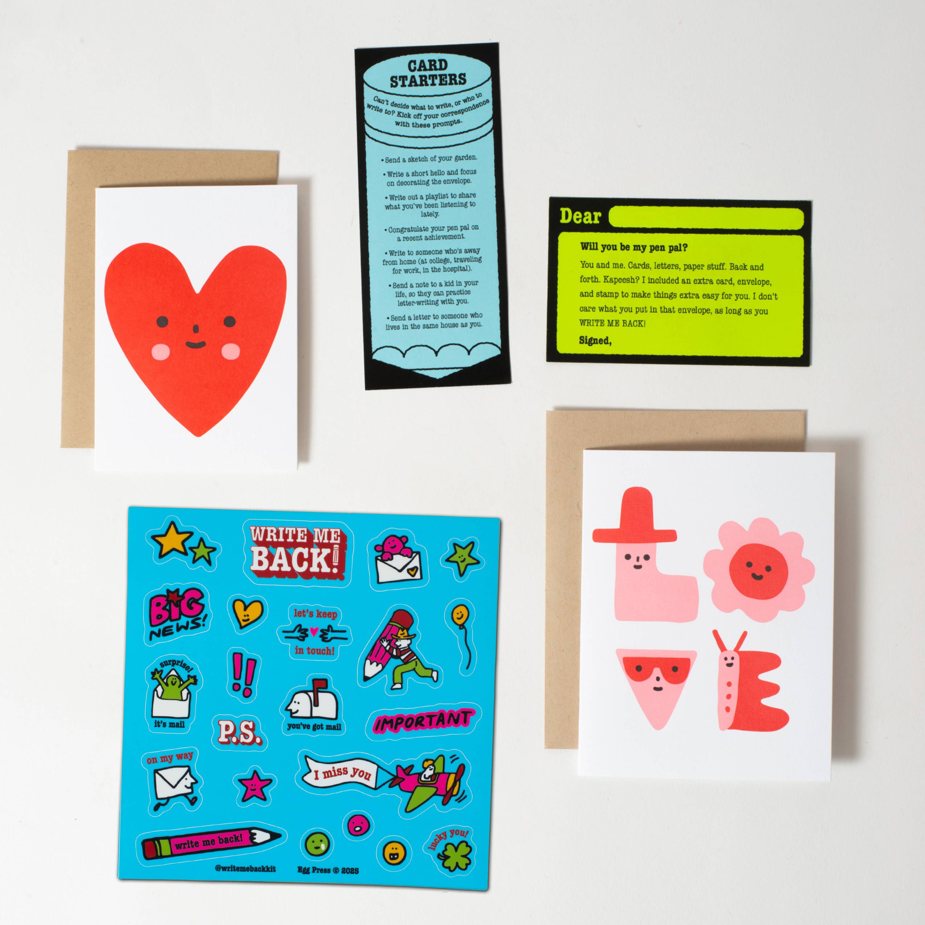 Love + Heart Friend Letter Writing Write Me Back Pen Pal Kit