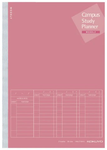Campus Study Planner Weekly A5 - Pink