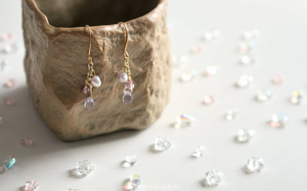 Dangle Pearl Earrings Lilac Purple