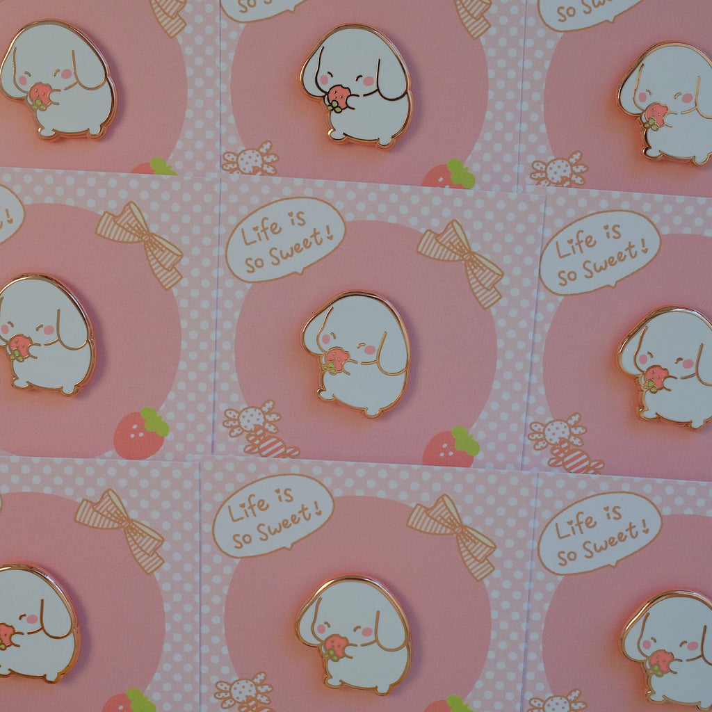 Strawberry Bunny Enamel Pin