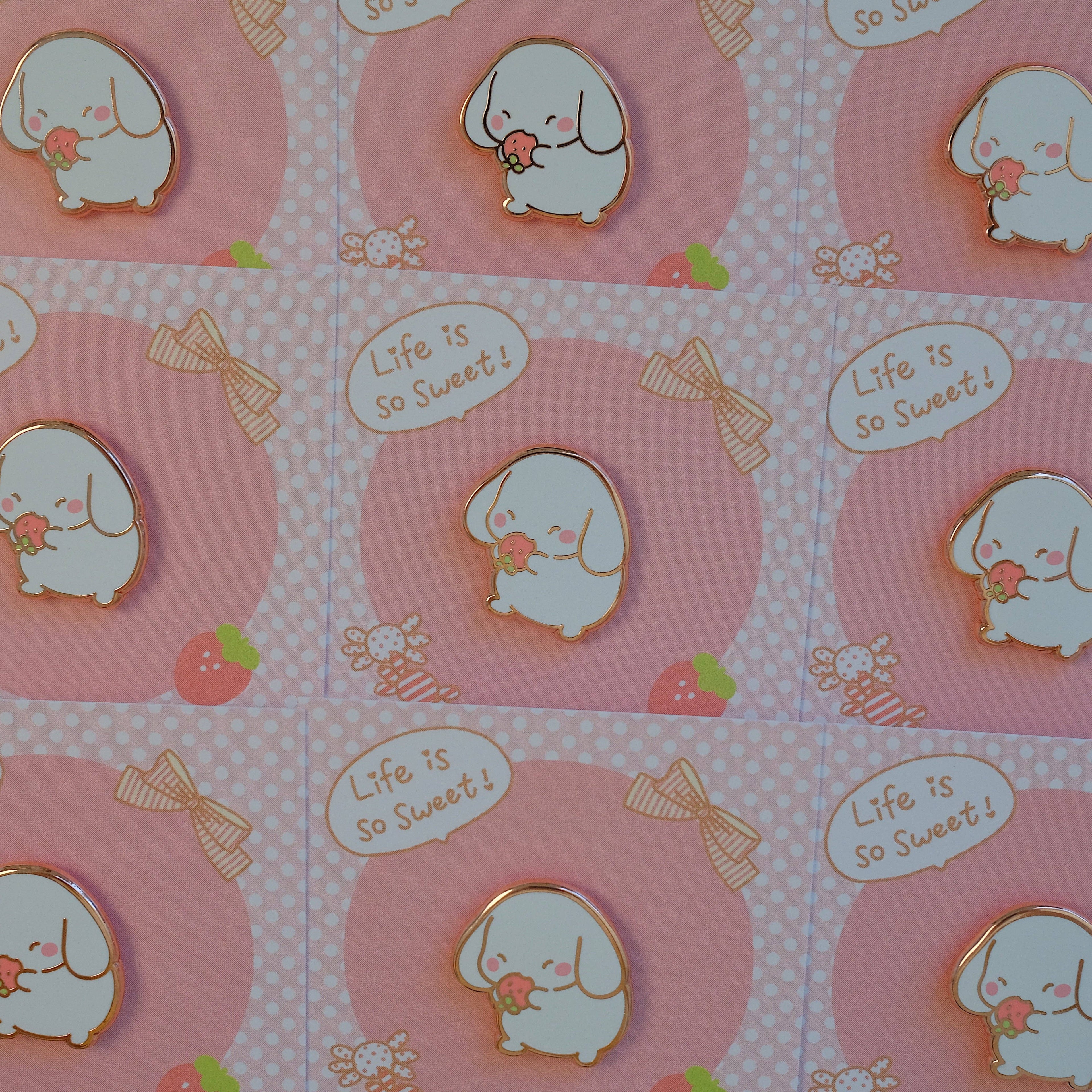 Strawberry Bunny Enamel Pin