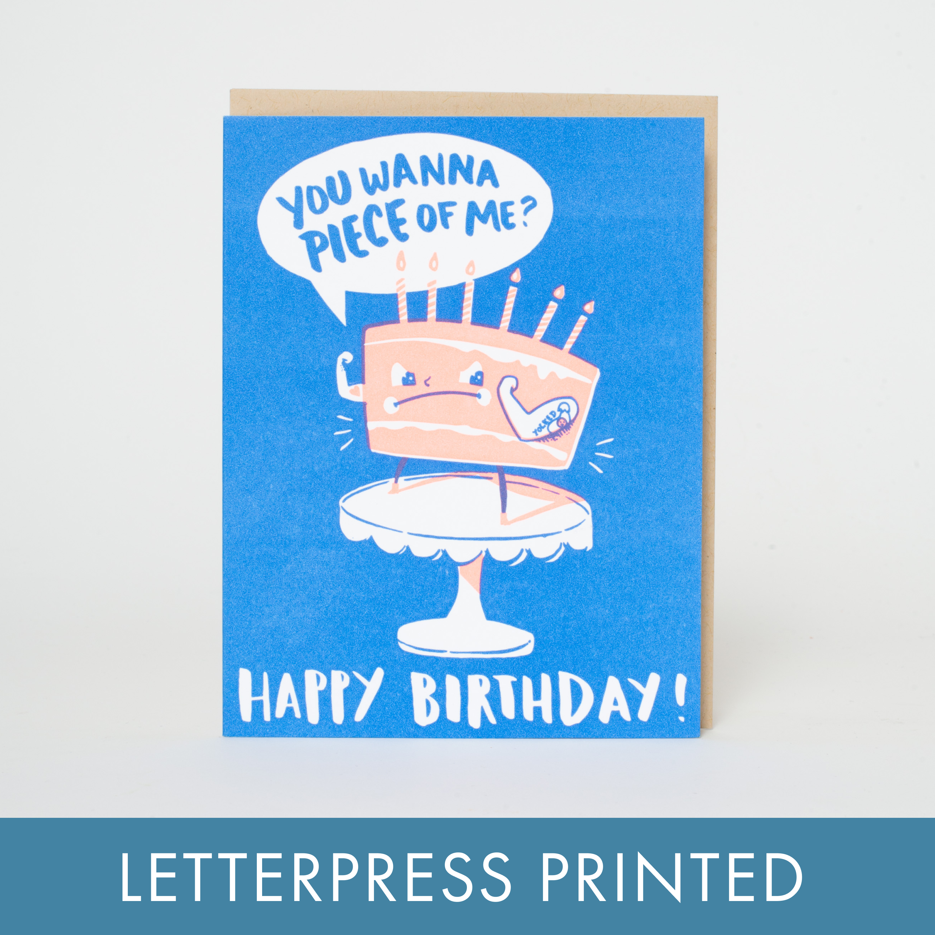 Yolked Birthday Cake Punny Letterpress Greeting Card by Hello!Lucky