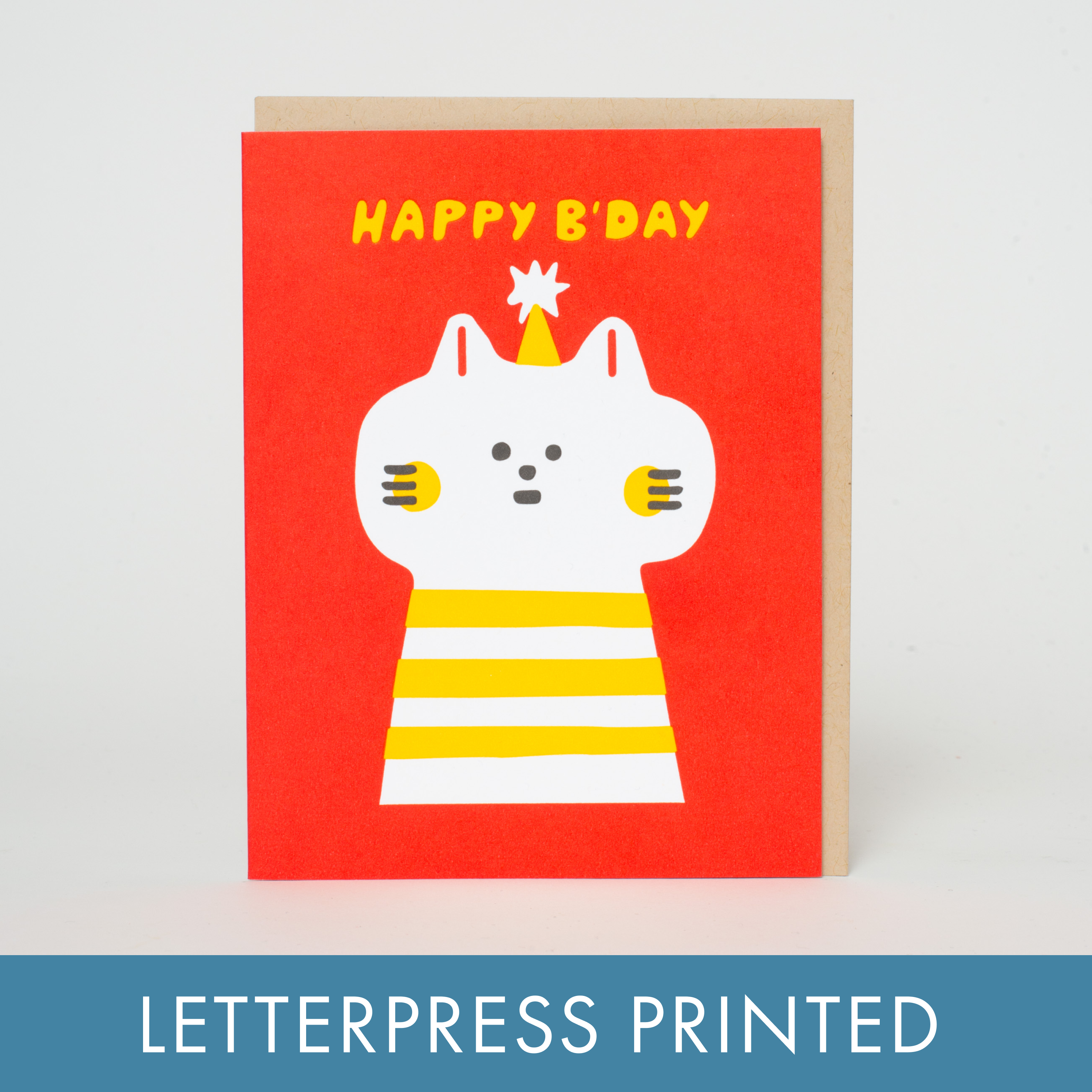 Birthday Kitty Letterpress Greeting Card by Suzy Ultman