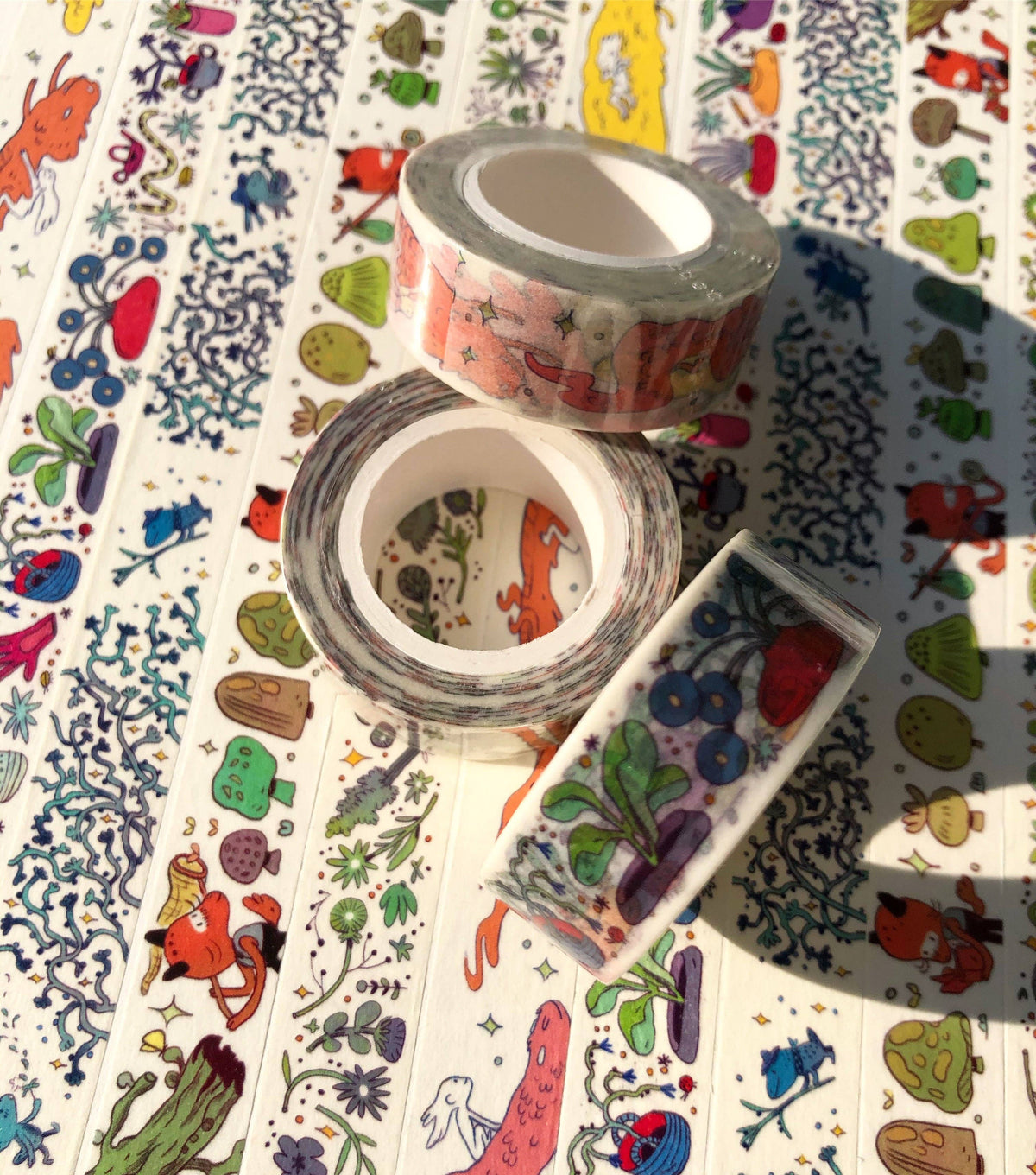 Washi Tape - Green and Purple Sleepy Flowers