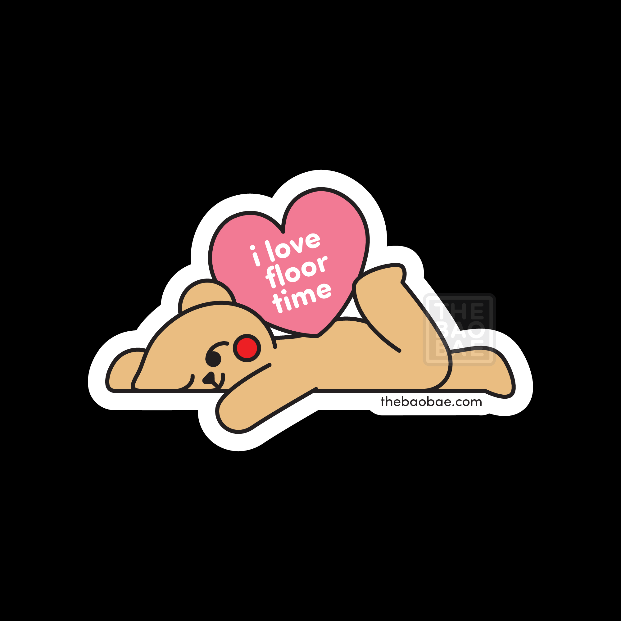 I Love Floor Time Bear Vinyl Sticker