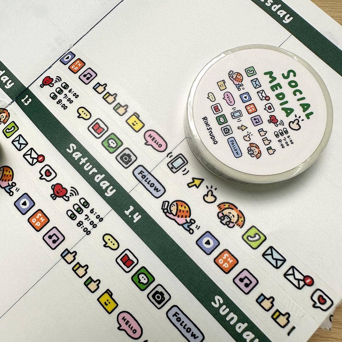 Social Media mini Washi Tape