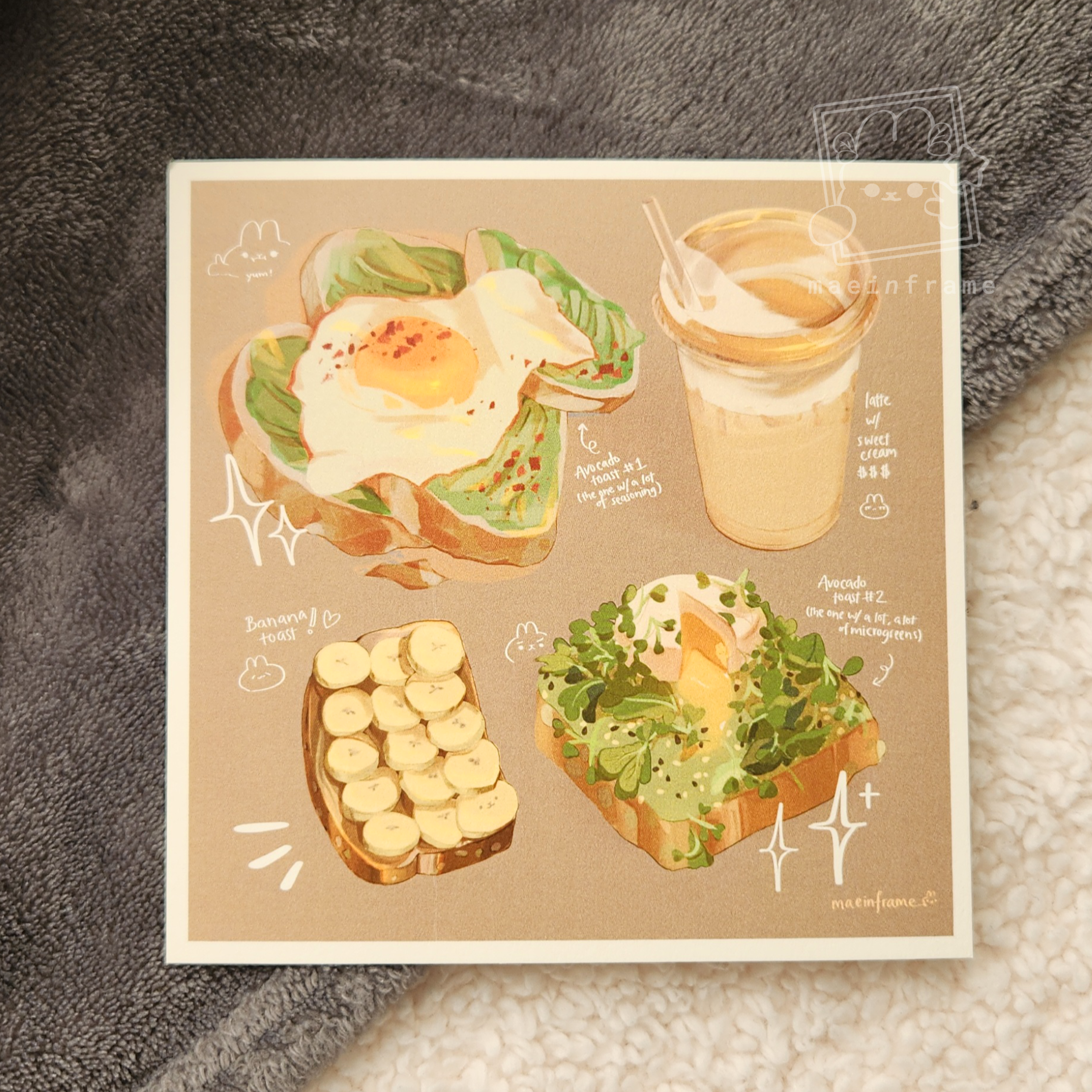 Comfy cafe foods | 5x5 print
