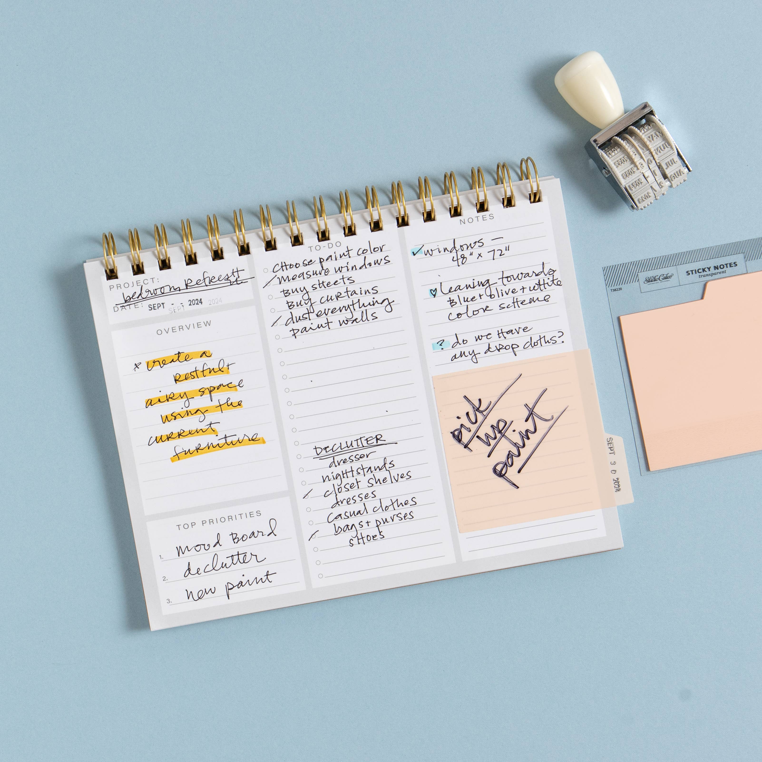 Tabbed Transparent Sticky Notes - Pink