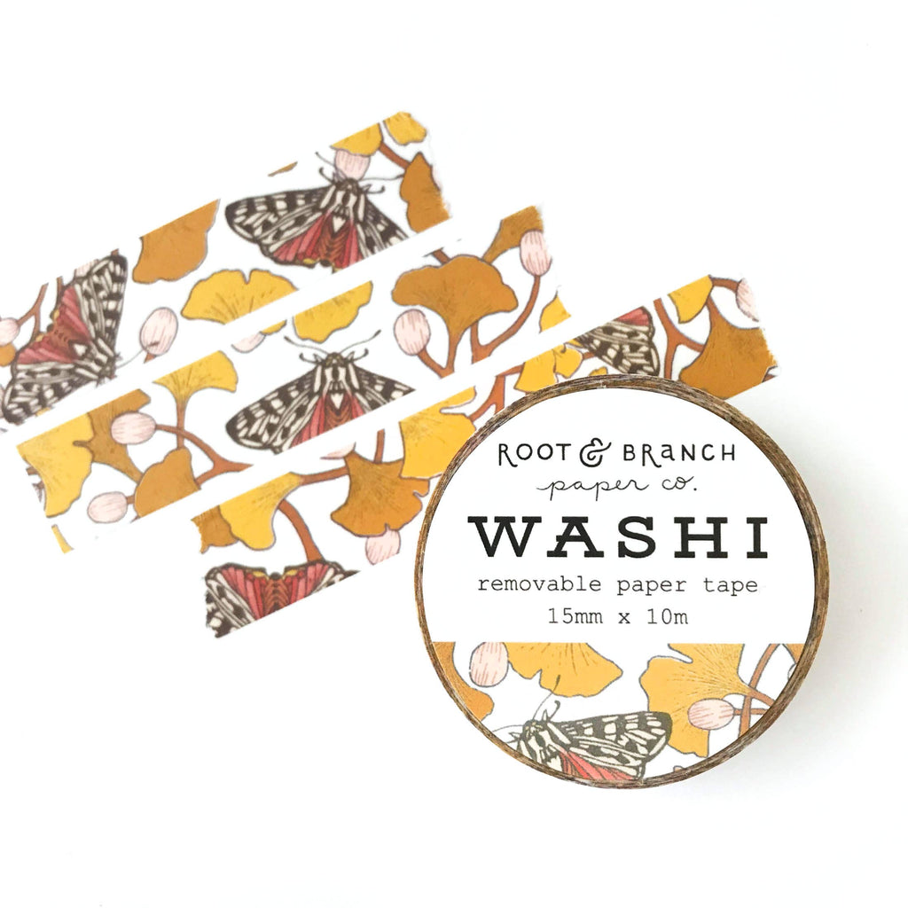 Ginkgo Leaf + Tiger Moth Autumn Washi Tape