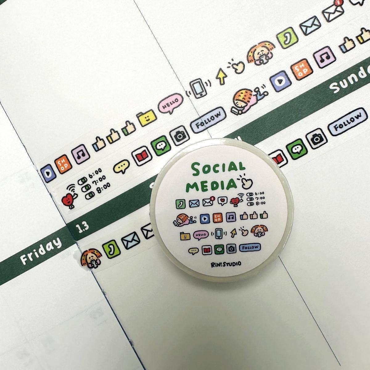 Social Media mini Washi Tape