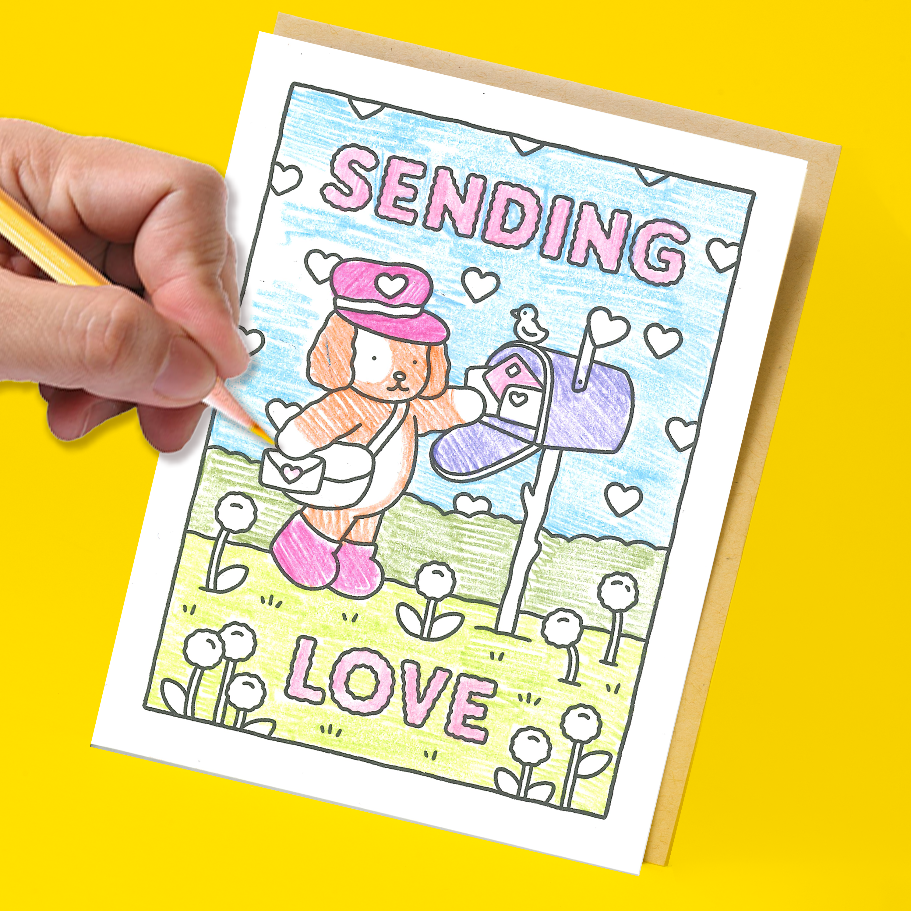 Sending Love Puppy Coloring Greeting Card by Bobbie Goods