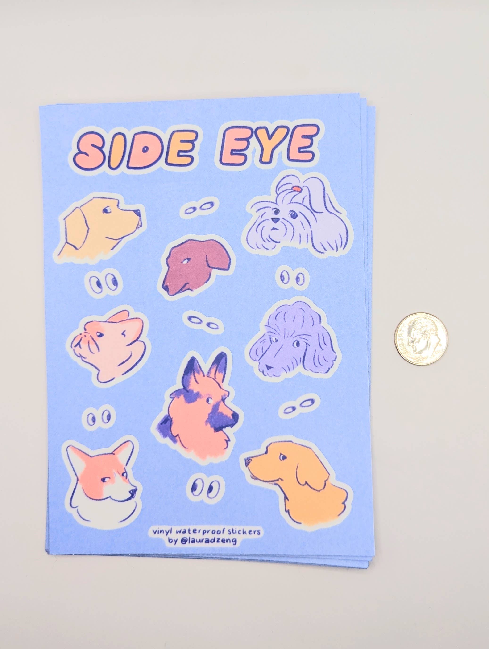 Judgmental Dog Side Eye Vinyl Sticker Sheet