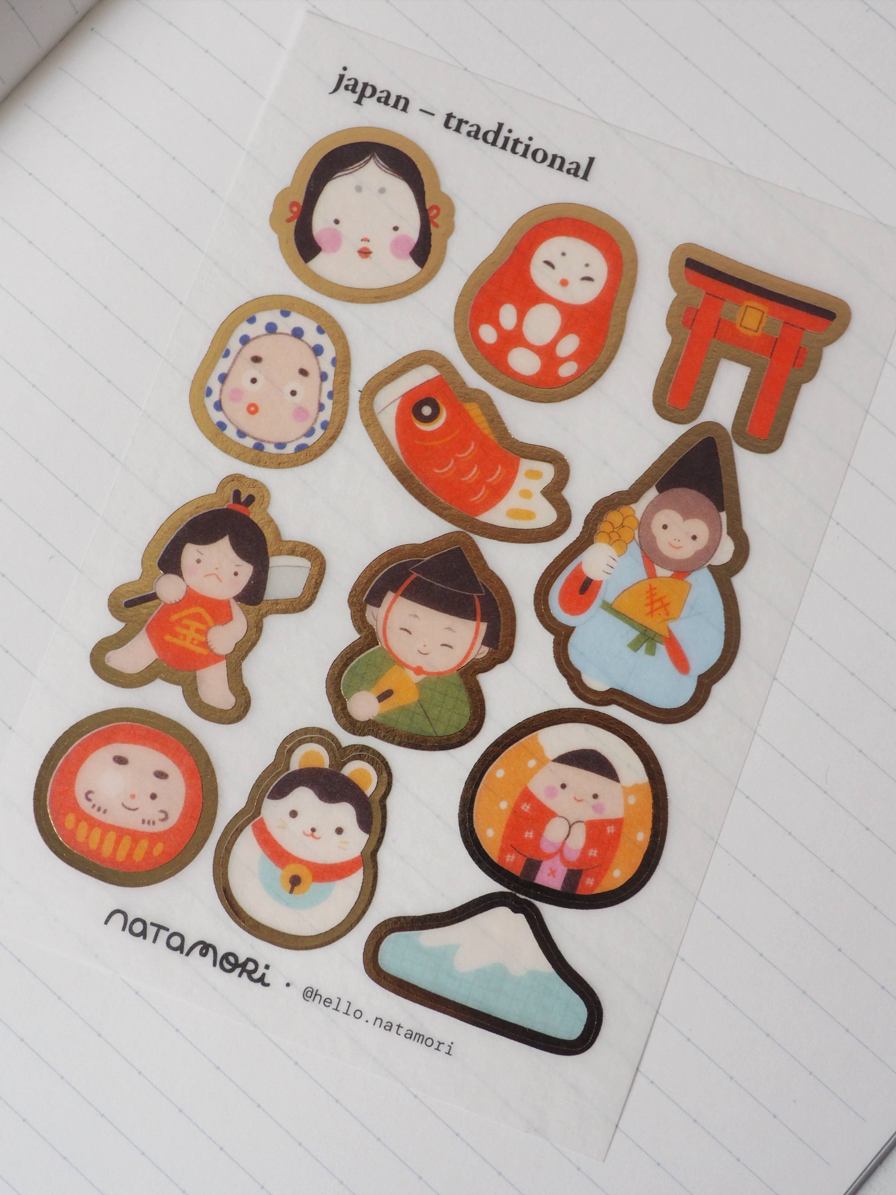 Japan – traditional • washi foil sticker sheet