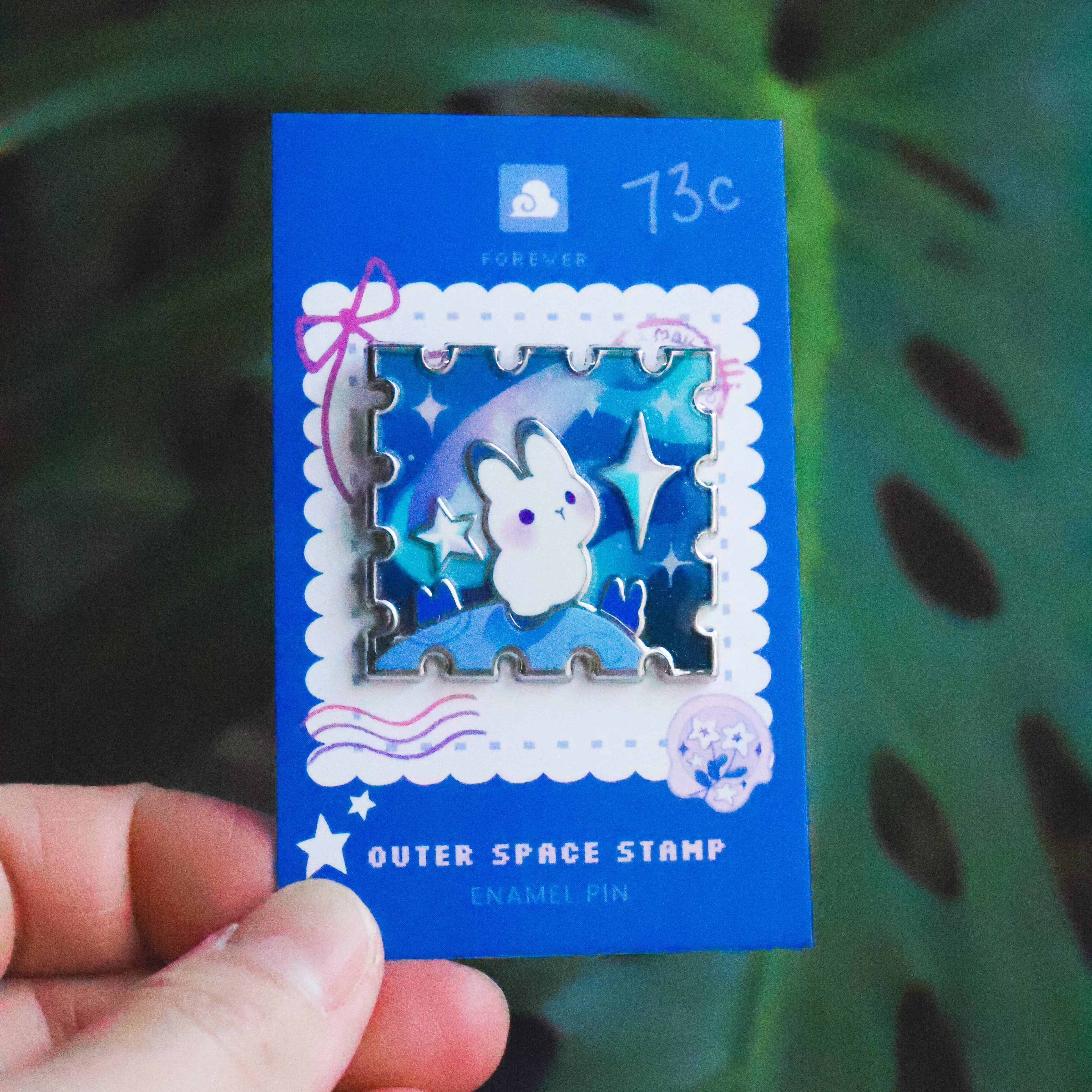 Enamel Pin - Rabbit in Outerspace Stamp