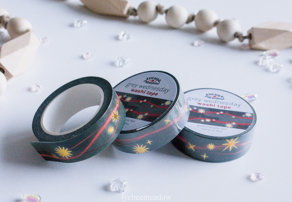 Grey Wednesday Gold Metallic Foil Washi Tape