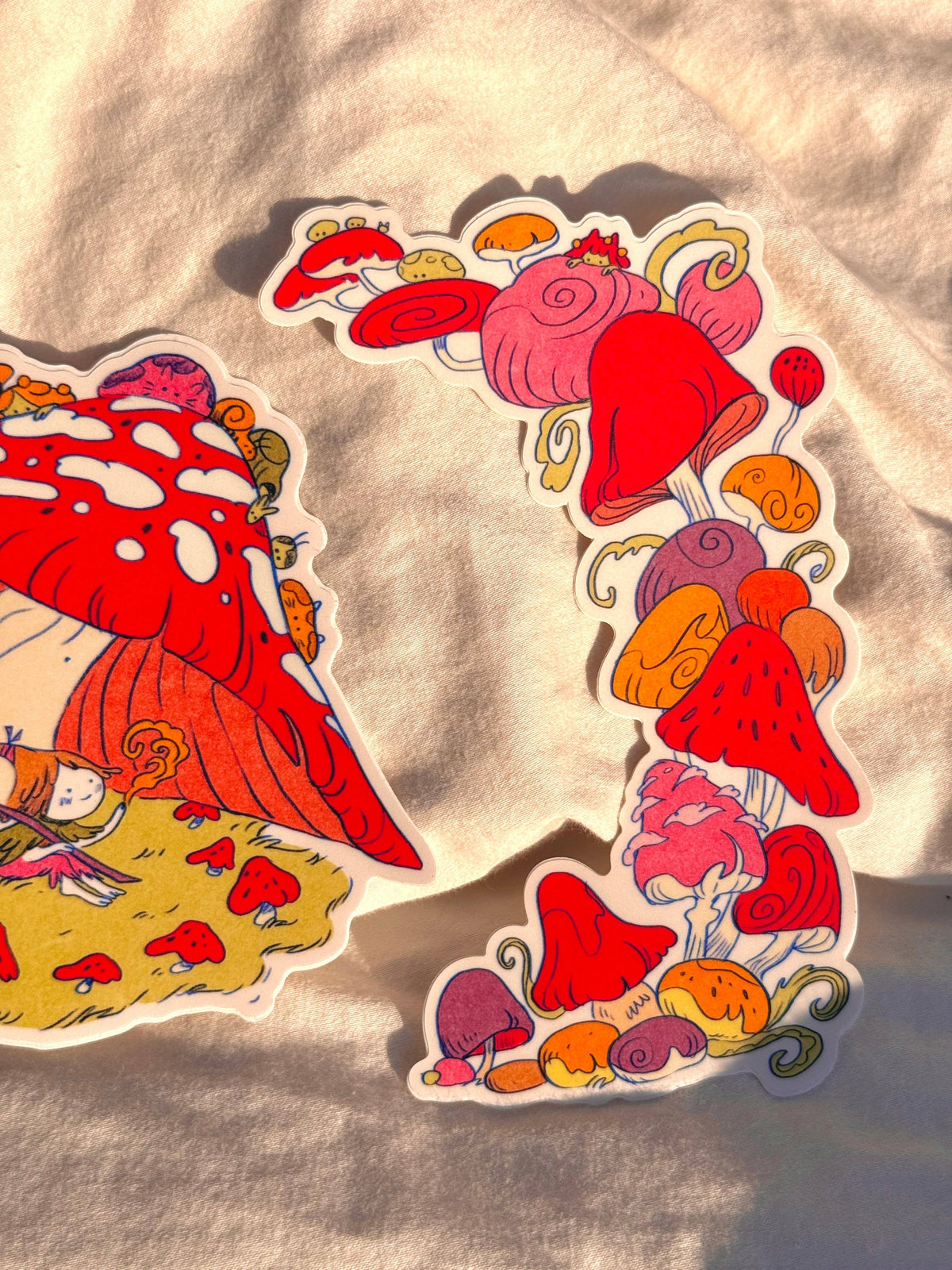 3 Large Mushroom Forest Stickers