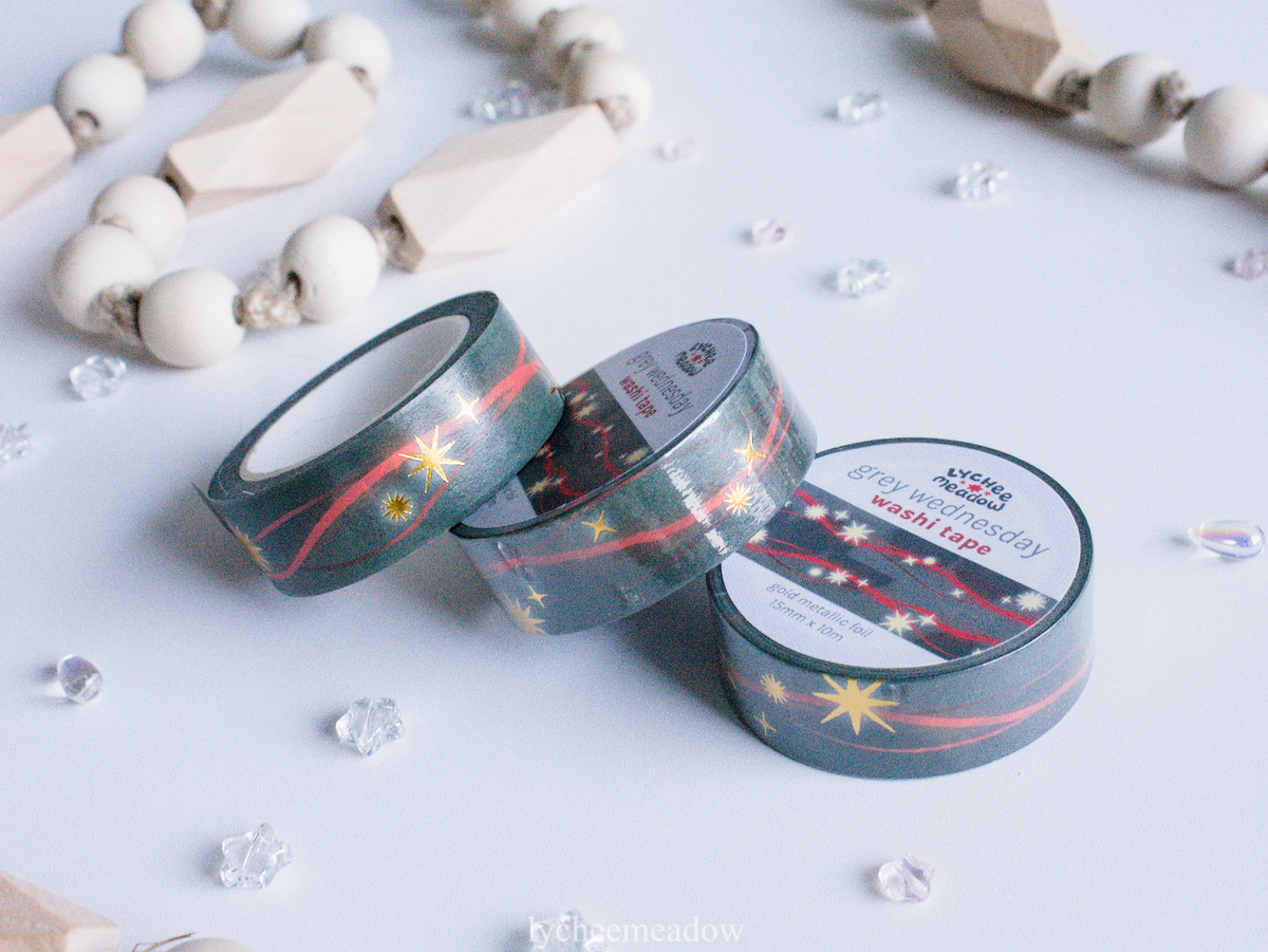 Grey Wednesday Gold Metallic Foil Washi Tape