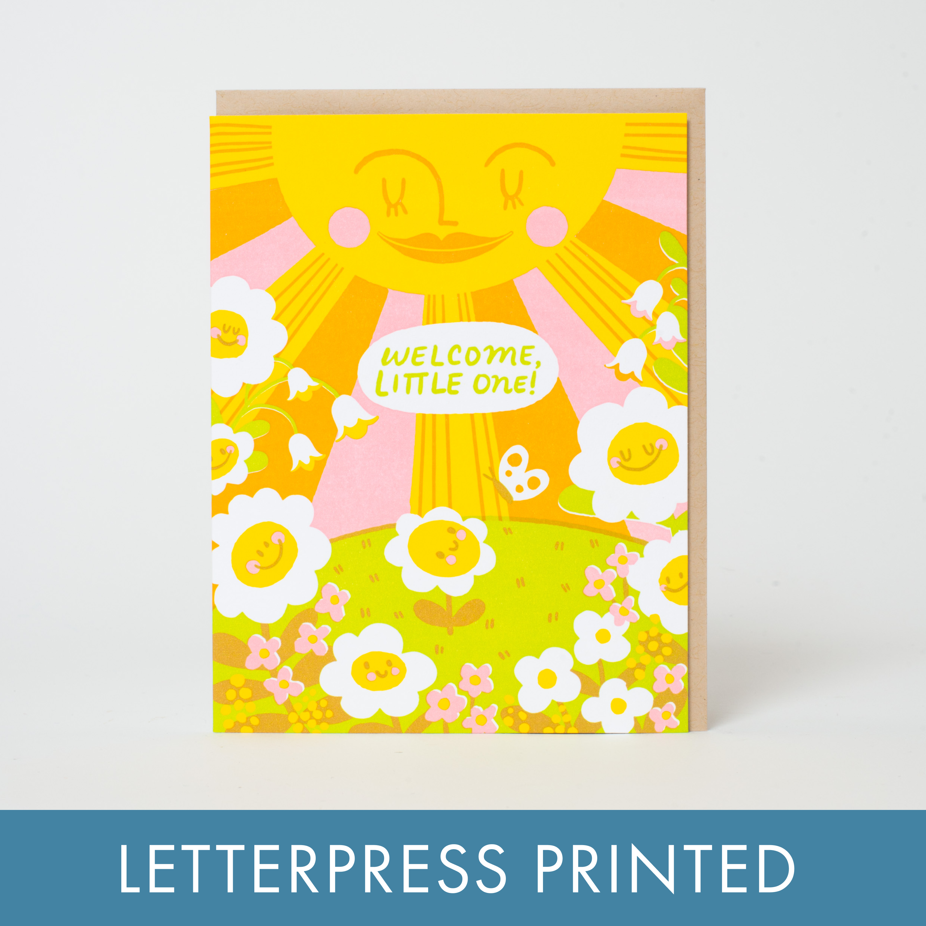Welcome Baby Sun Letterpress Card by Hello!Lucky