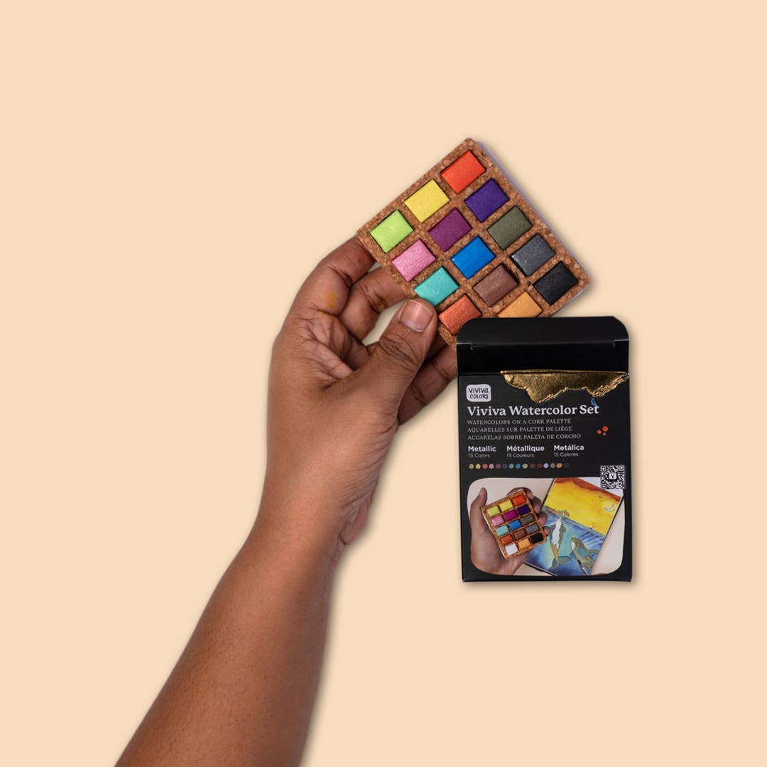 Watercolor Mini Pans - Metallic 15 Colors