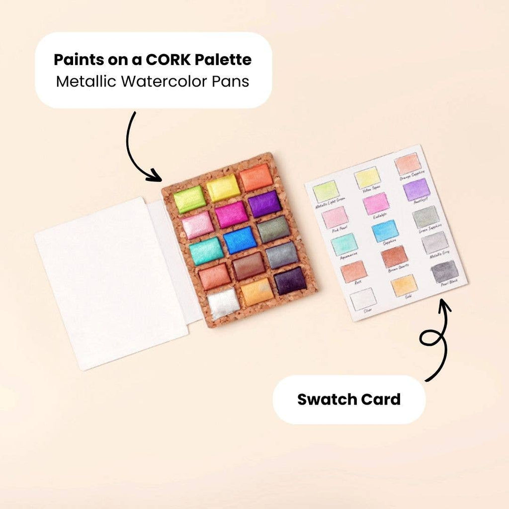 Watercolor Mini Pans - Metallic 15 Colors