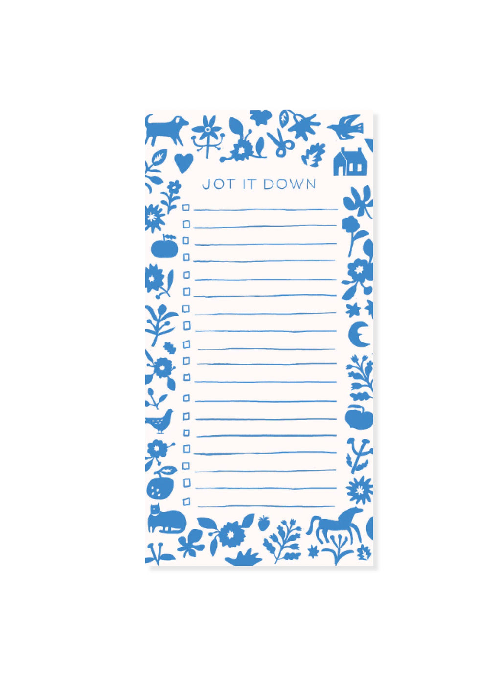 Blue Folk To-Do List Pad - Magnetic Grocery List Notepad