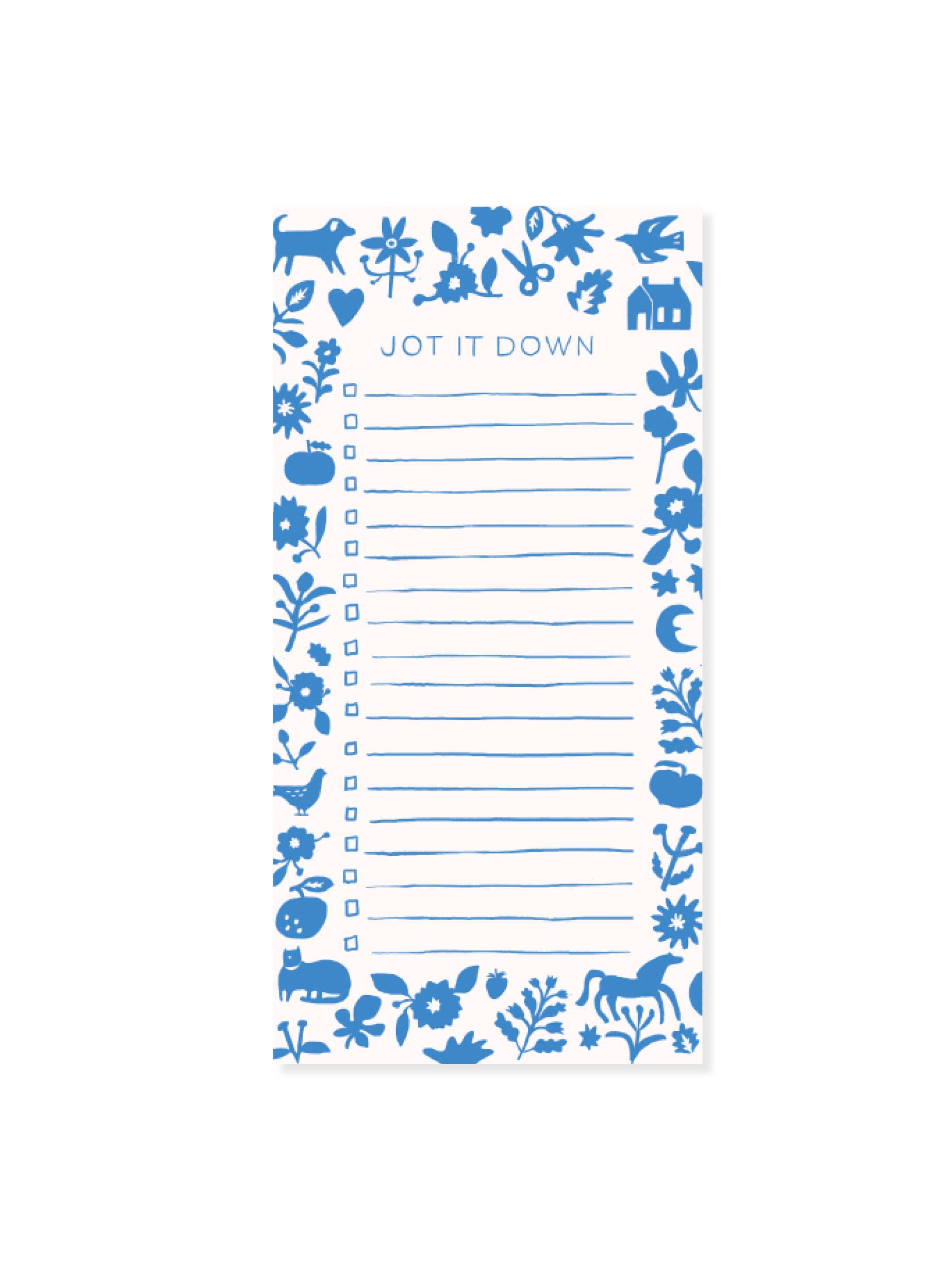 Blue Folk To-Do List Pad - Magnetic Grocery List Notepad