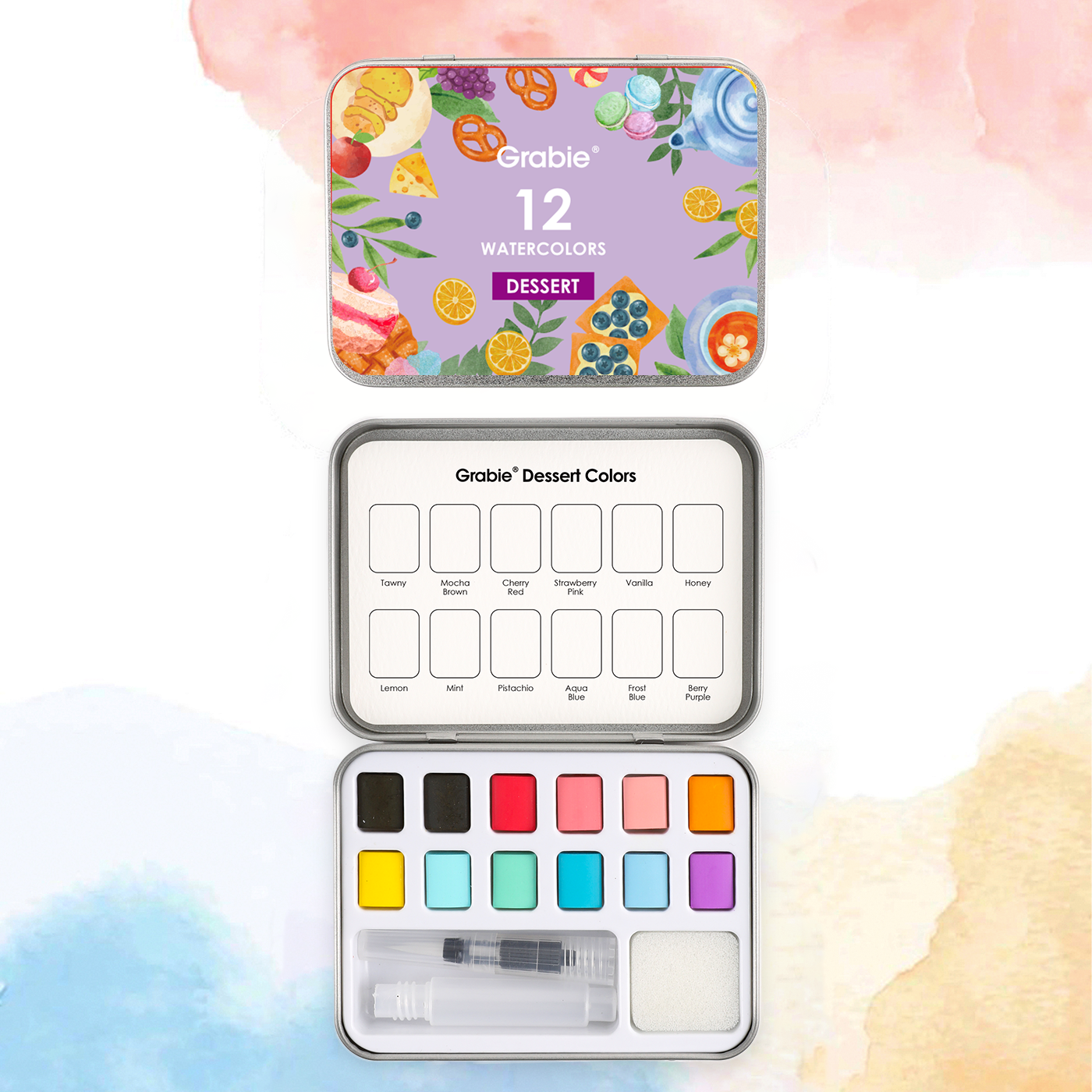 Watercolor Pocket Set Of 12 With Brush - Dessert Colors