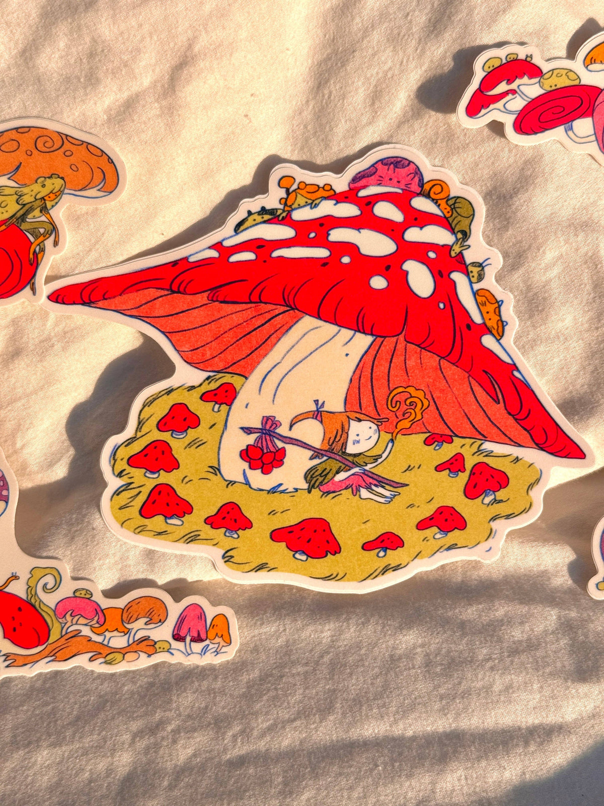 3 Large Mushroom Forest Stickers